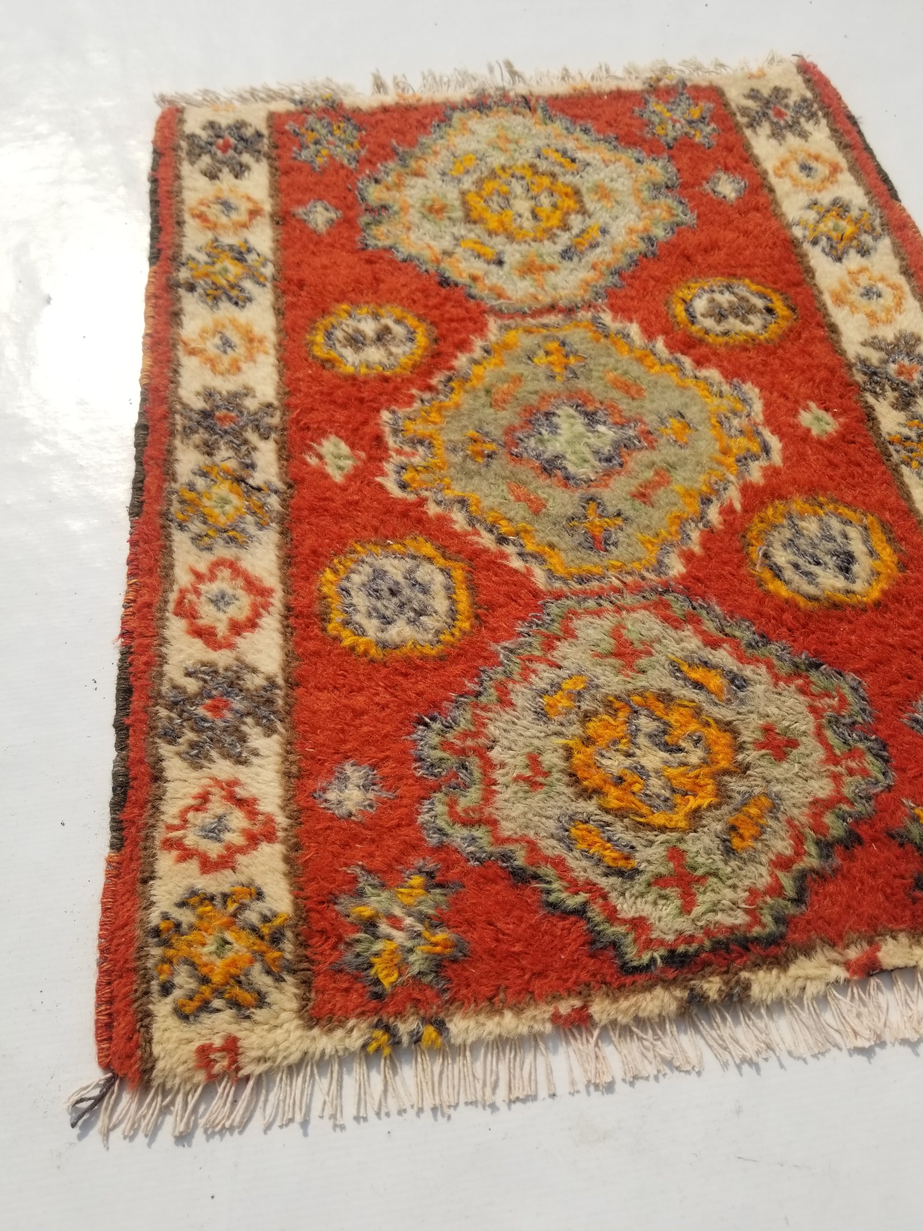 Antique Traditional Handmade Oriental Wool Multicolor Rug 51x38cm