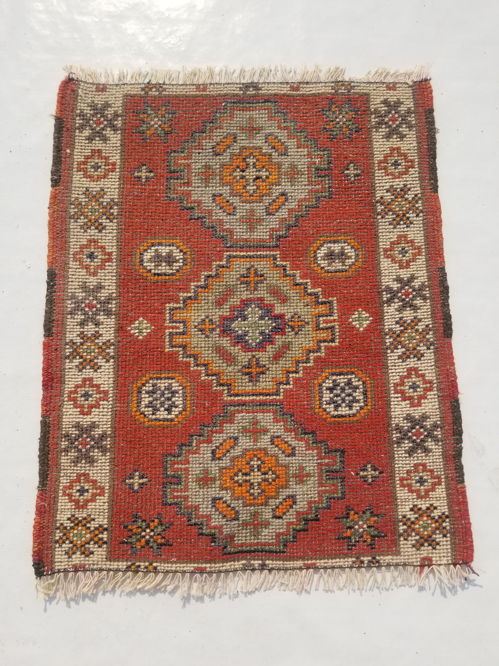 Antique Traditional Handmade Oriental Wool Multicolor Rug 51x38cm