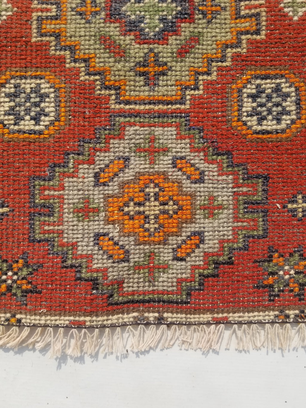 Antique Traditional Handmade Oriental Wool Multicolor Rug 51x38cm