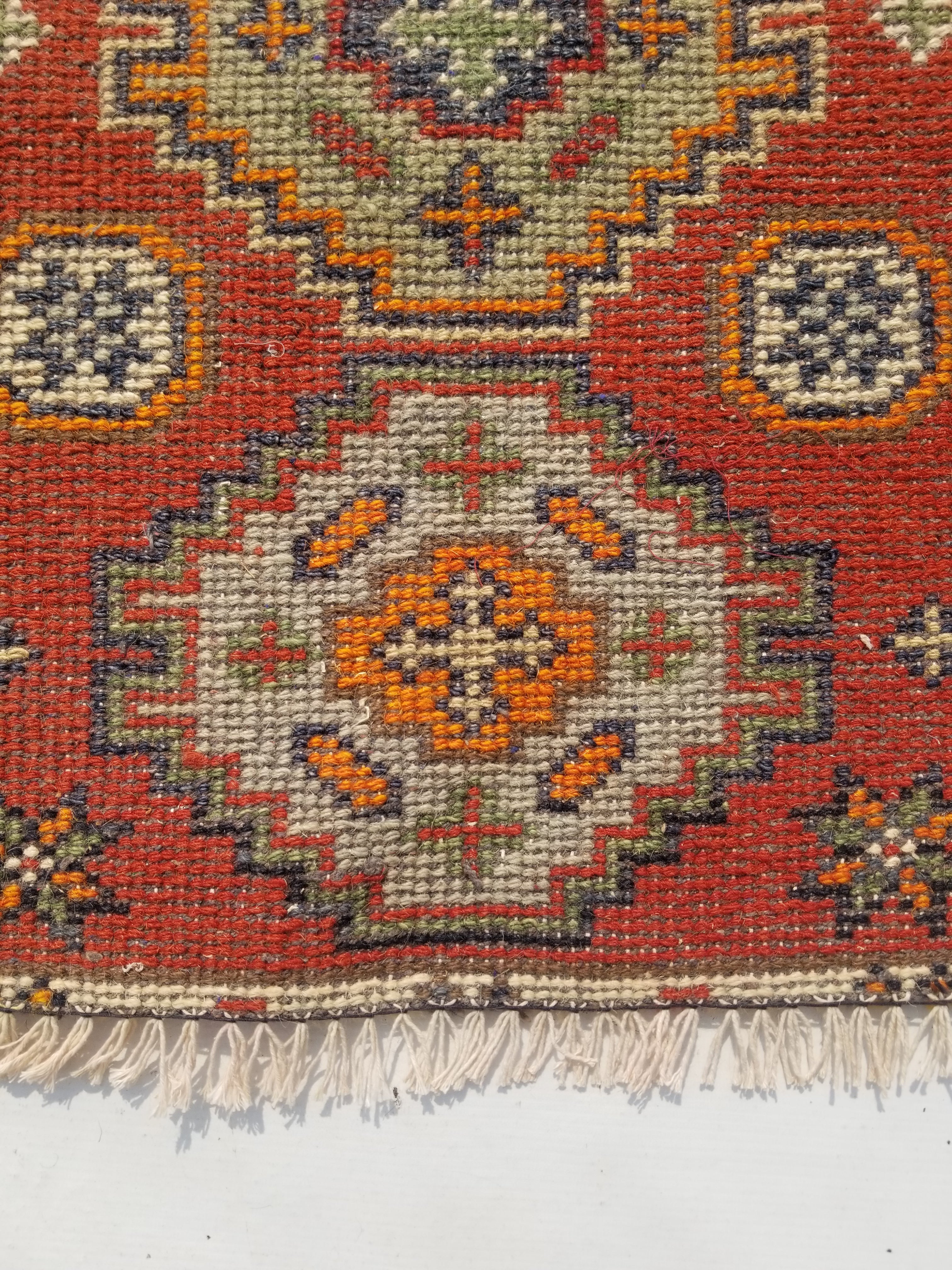 Antique Traditional Handmade Oriental Wool Multicolor Rug 51x38cm