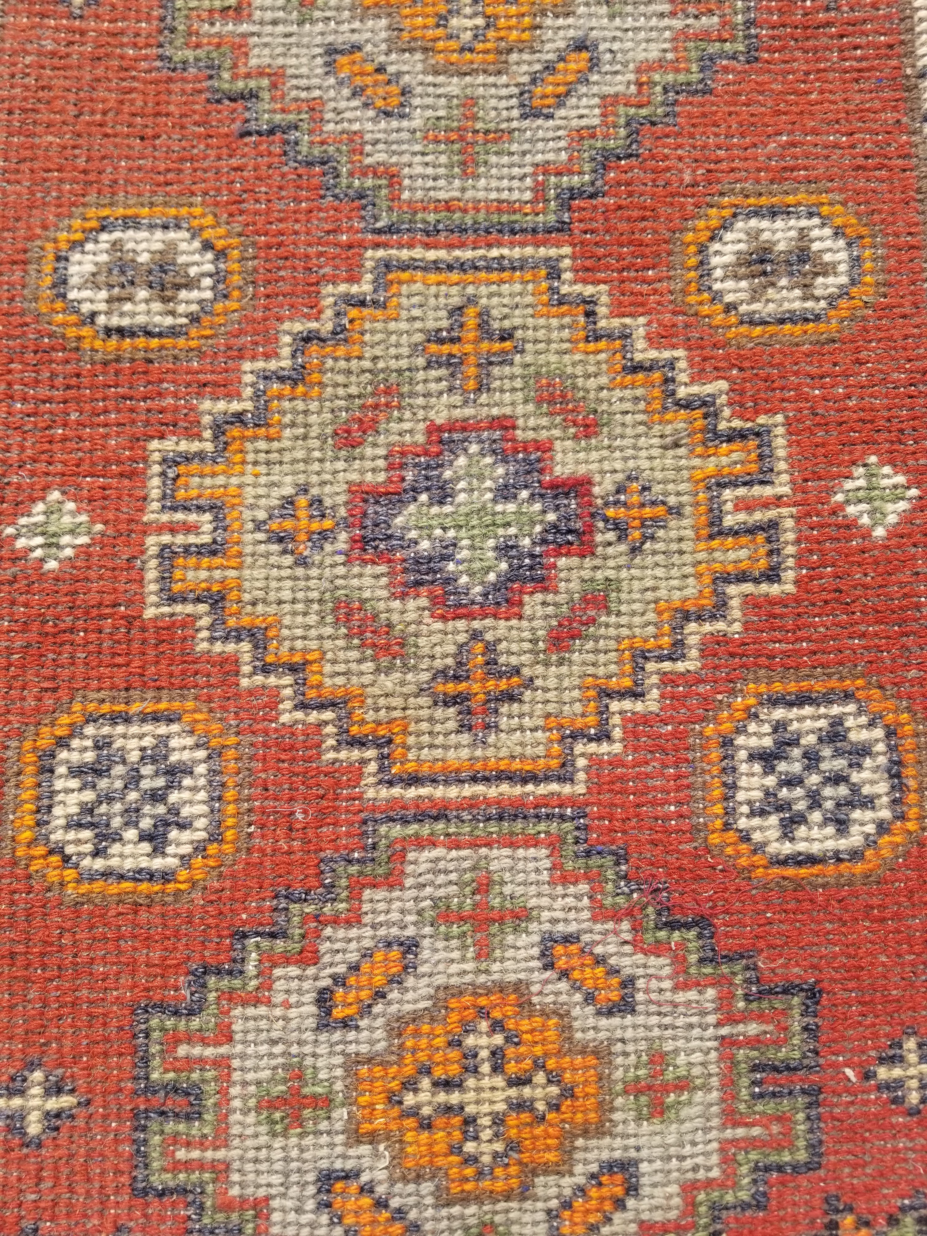 Antique Traditional Handmade Oriental Wool Multicolor Rug 51x38cm