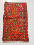 Antique Traditional Handmade Turkish Wool Multicolor Rug 88x54cm
