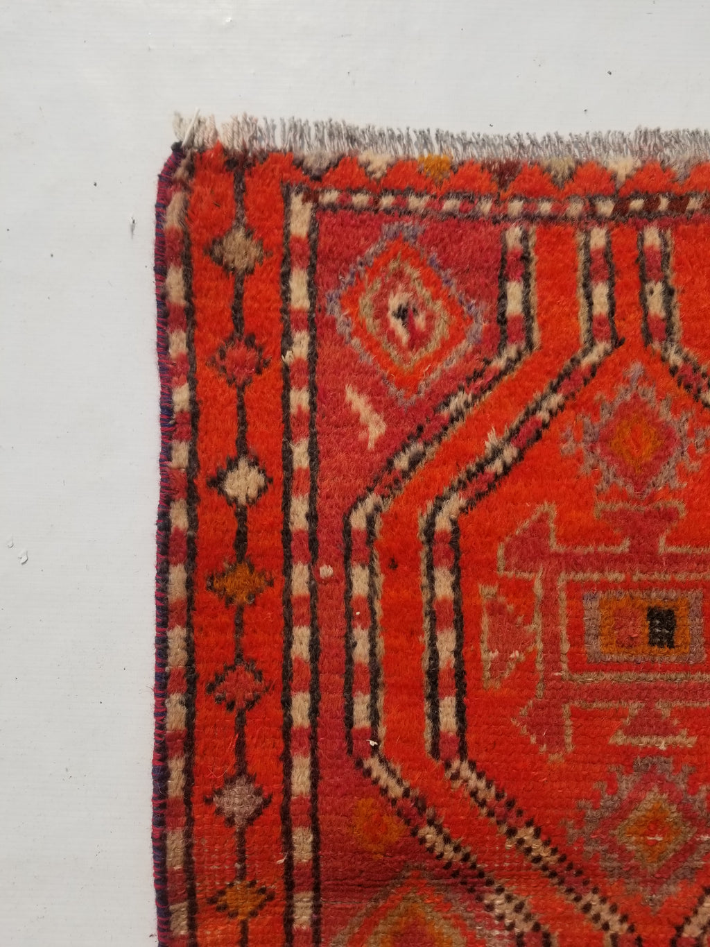 Antique Traditional Handmade Turkish Wool Multicolor Rug 88x54cm