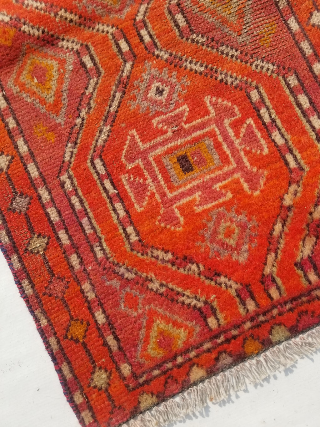 Antique Traditional Handmade Turkish Wool Multicolor Rug 88x54cm