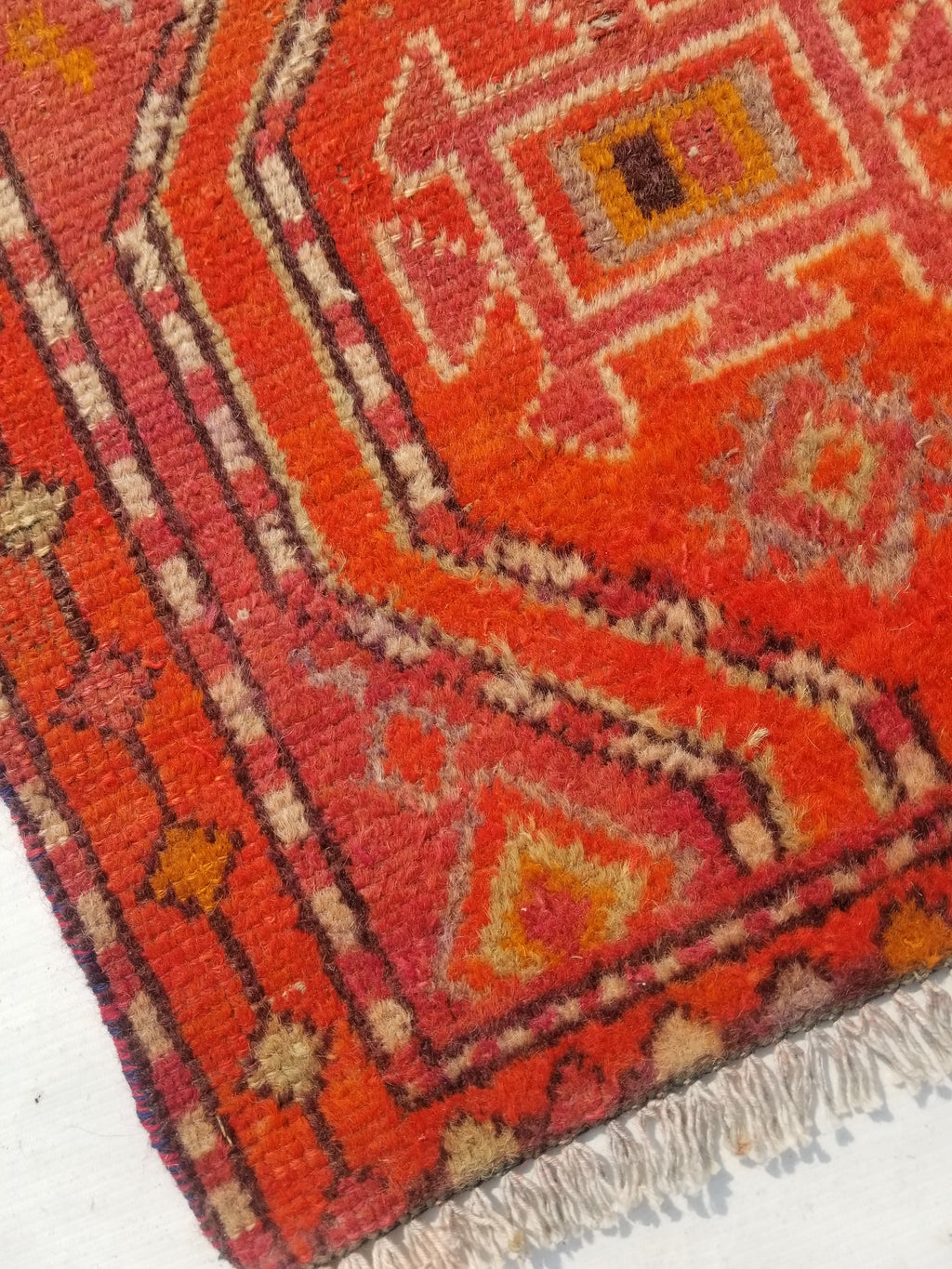 Antique Traditional Handmade Turkish Wool Multicolor Rug 88x54cm