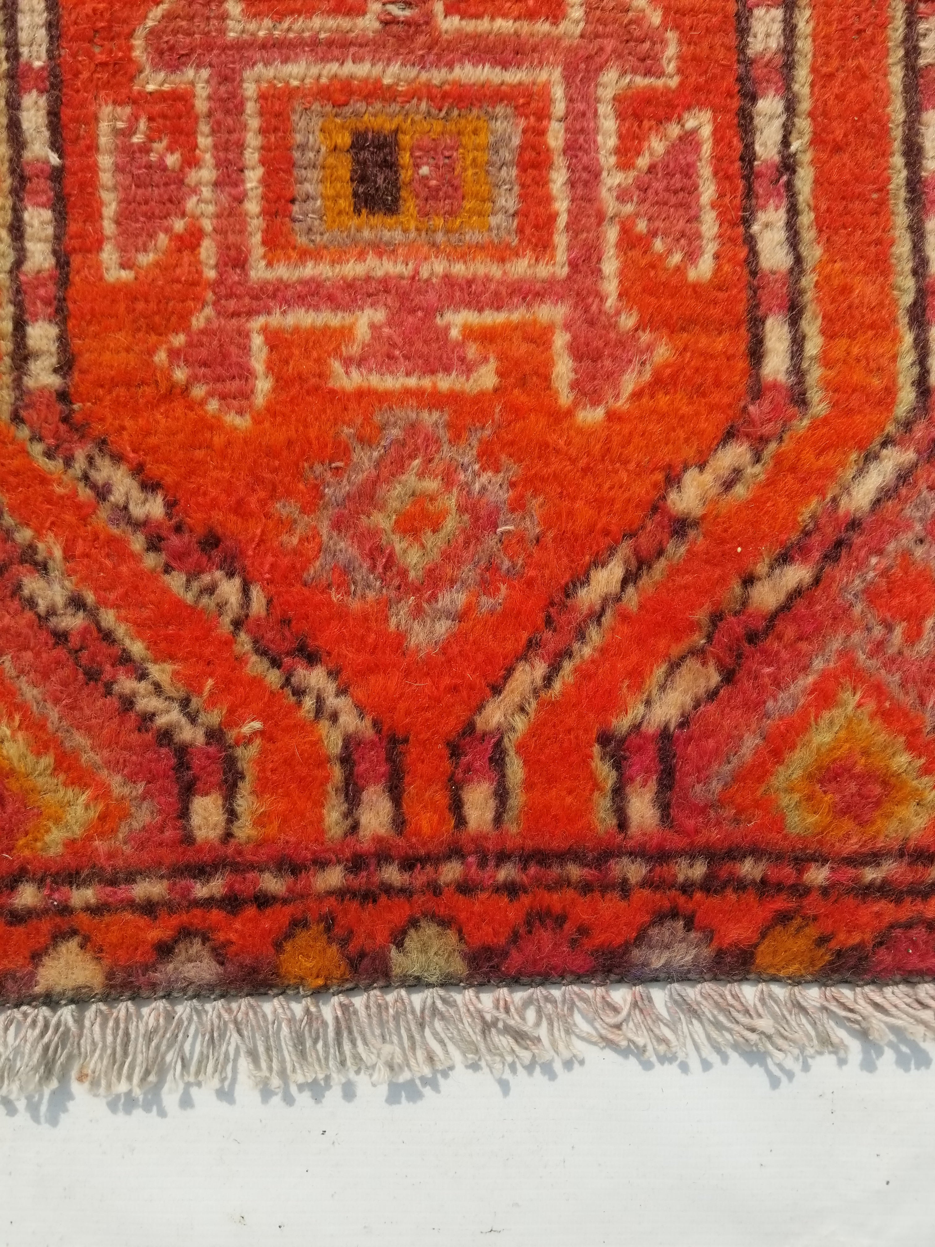 Antique Traditional Handmade Turkish Wool Multicolor Rug 88x54cm