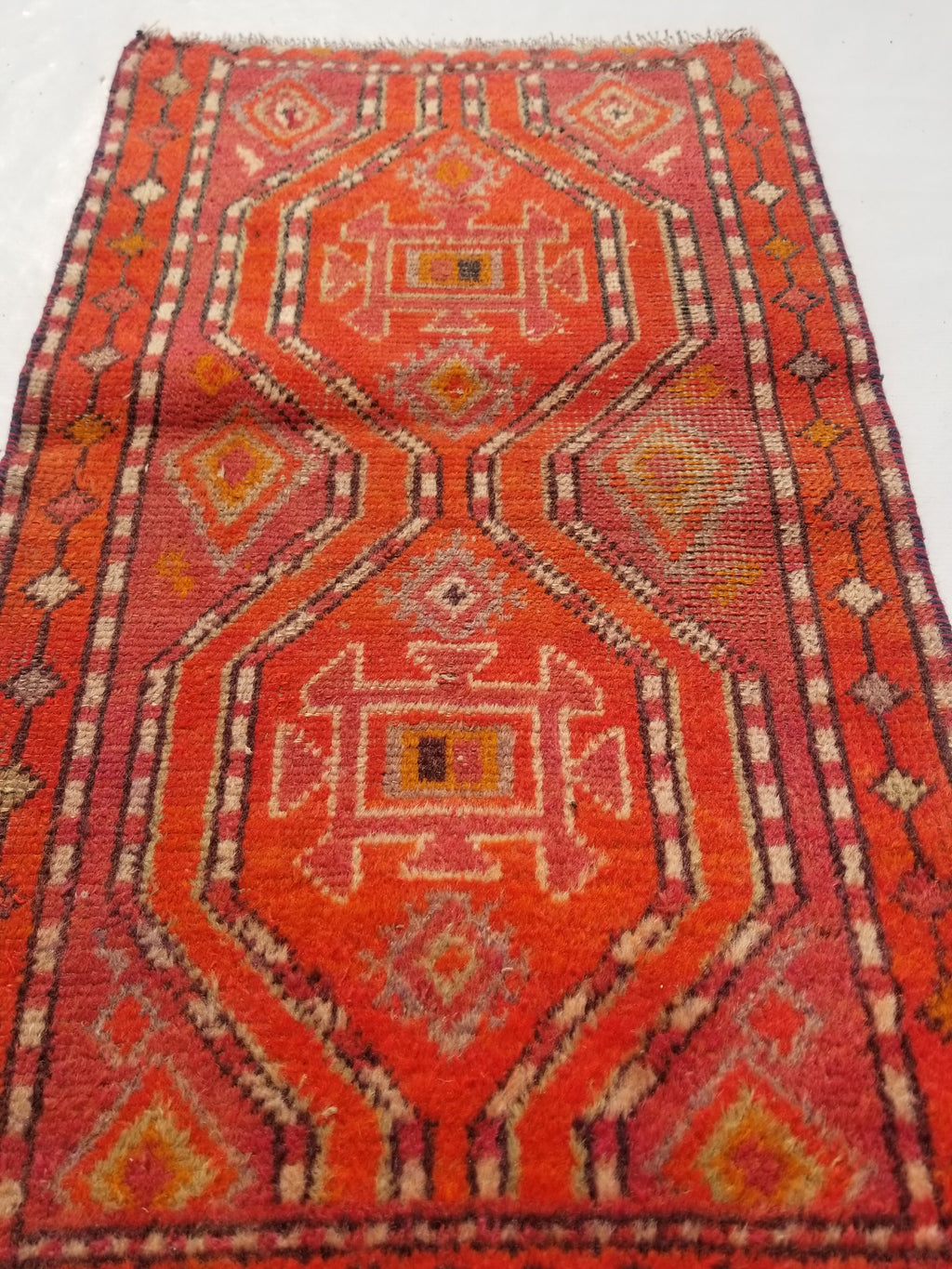 Antique Traditional Handmade Turkish Wool Multicolor Rug 88x54cm