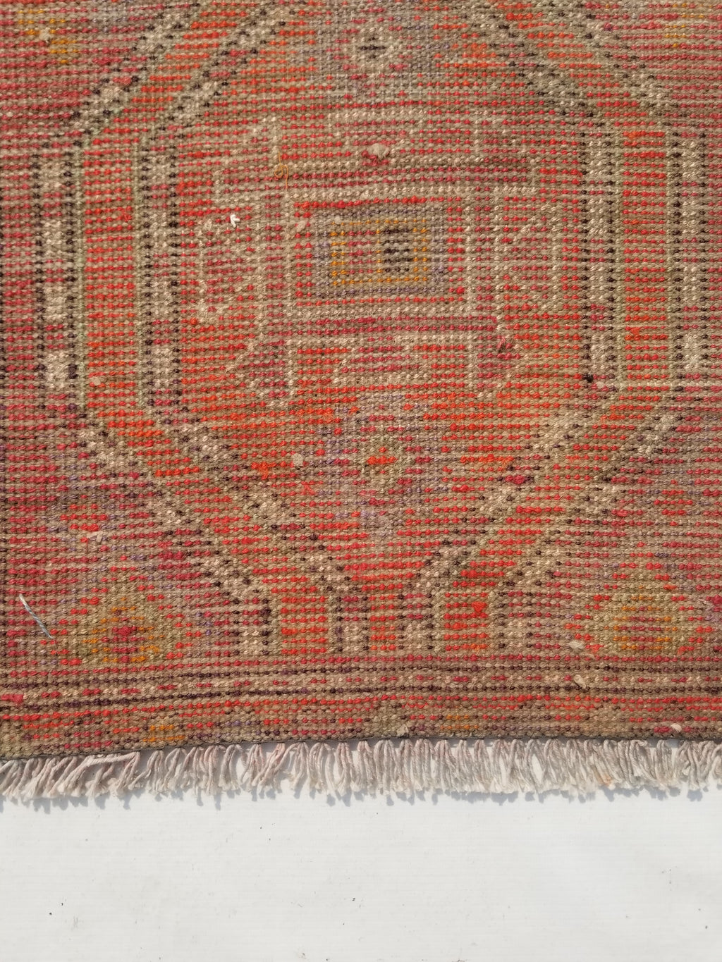 Antique Traditional Handmade Turkish Wool Multicolor Rug 88x54cm