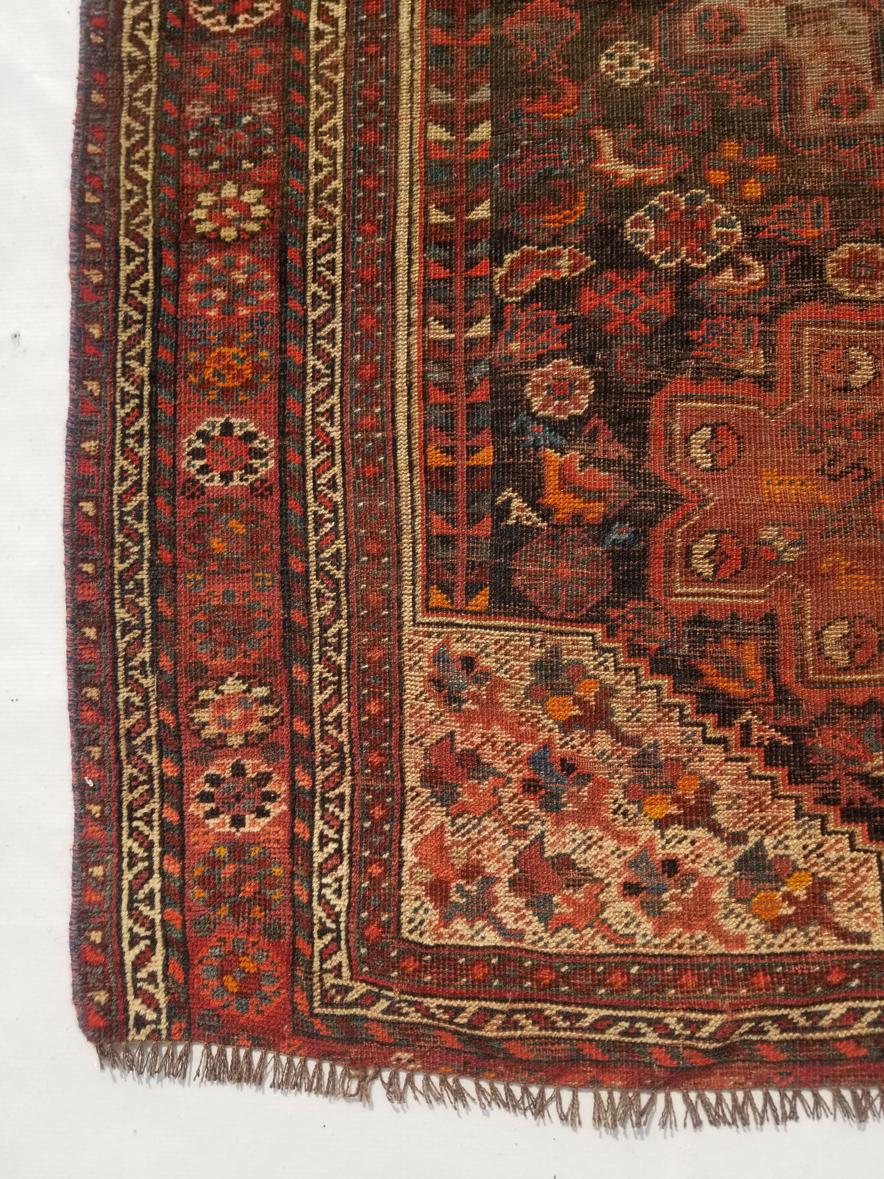 Distressed Antique Traditional Handmade Zanjan Wool Multicolor Rug 174x131cm