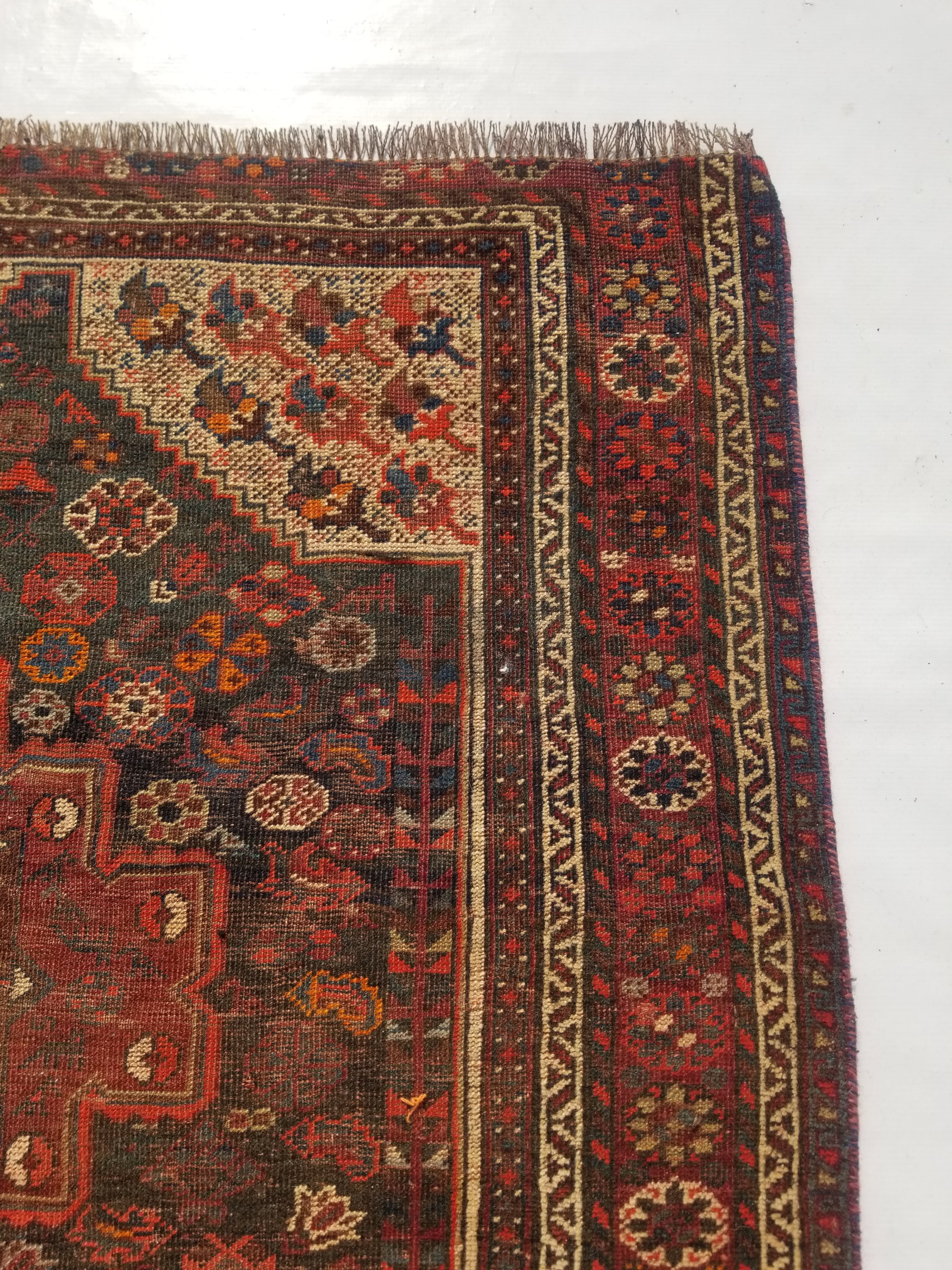 Distressed Antique Traditional Handmade Zanjan Wool Multicolor Rug 174x131cm
