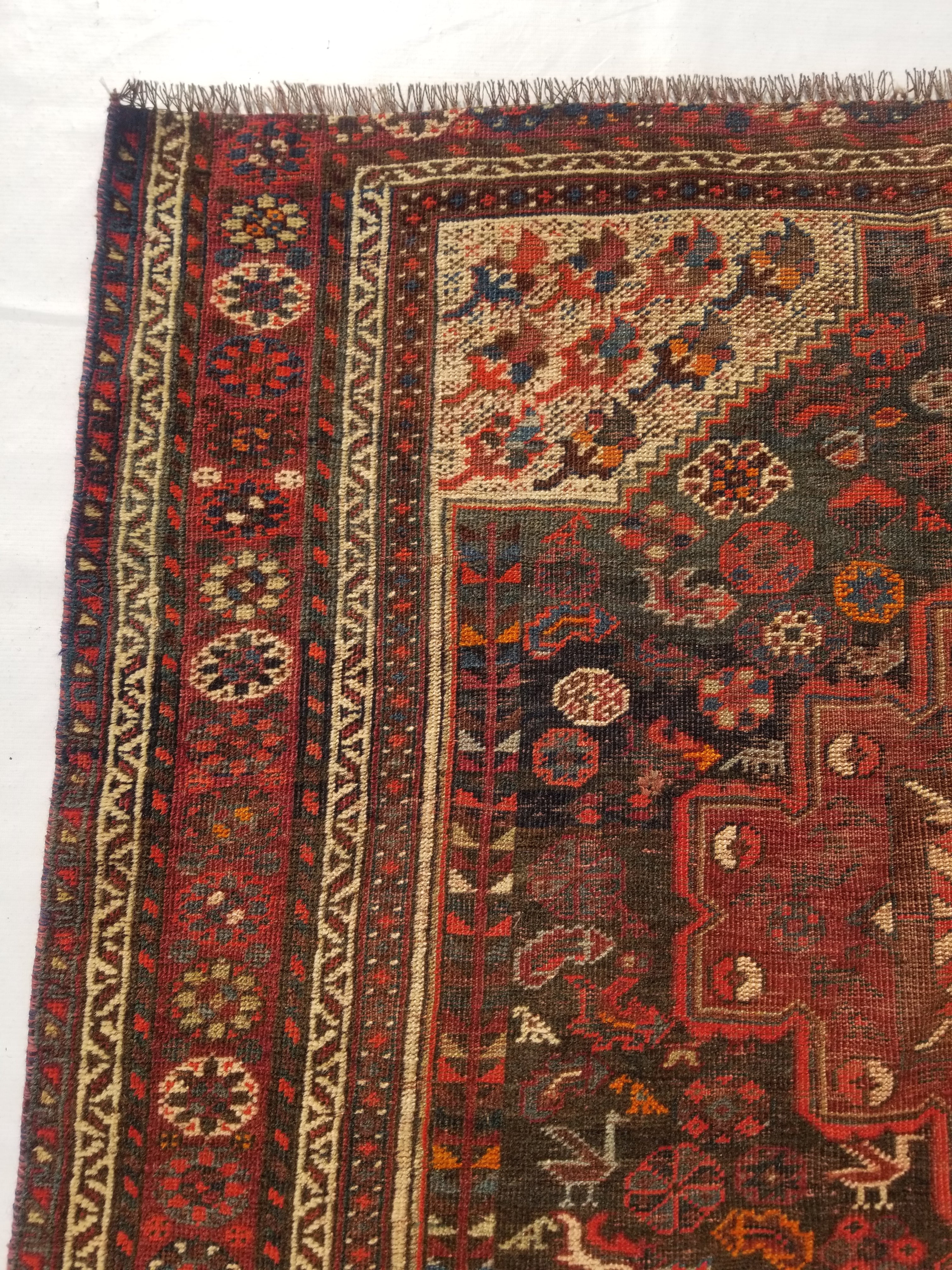 Distressed Antique Traditional Handmade Zanjan Wool Multicolor Rug 174x131cm