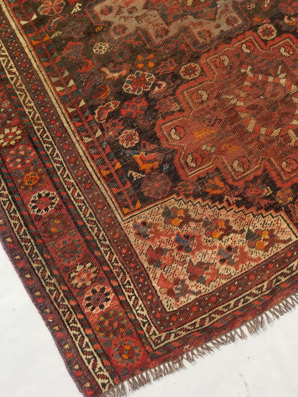 Distressed Antique Traditional Handmade Zanjan Wool Multicolor Rug 174x131cm