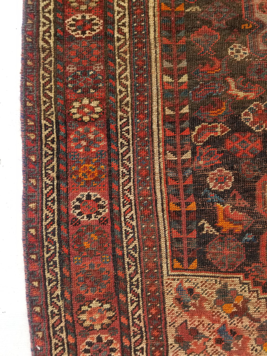 Distressed Antique Traditional Handmade Zanjan Wool Multicolor Rug 174x131cm