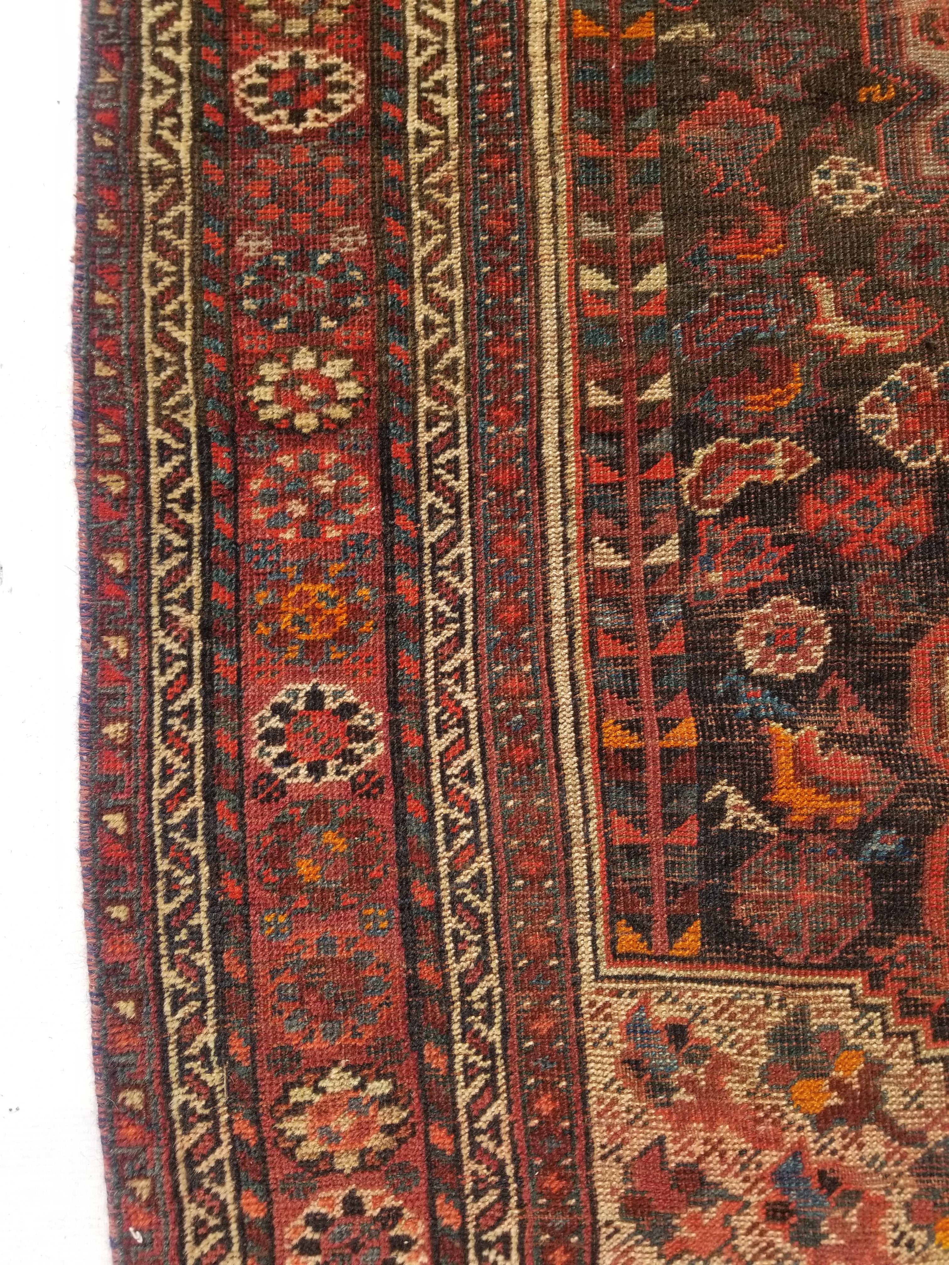 Distressed Antique Traditional Handmade Zanjan Wool Multicolor Rug 174x131cm