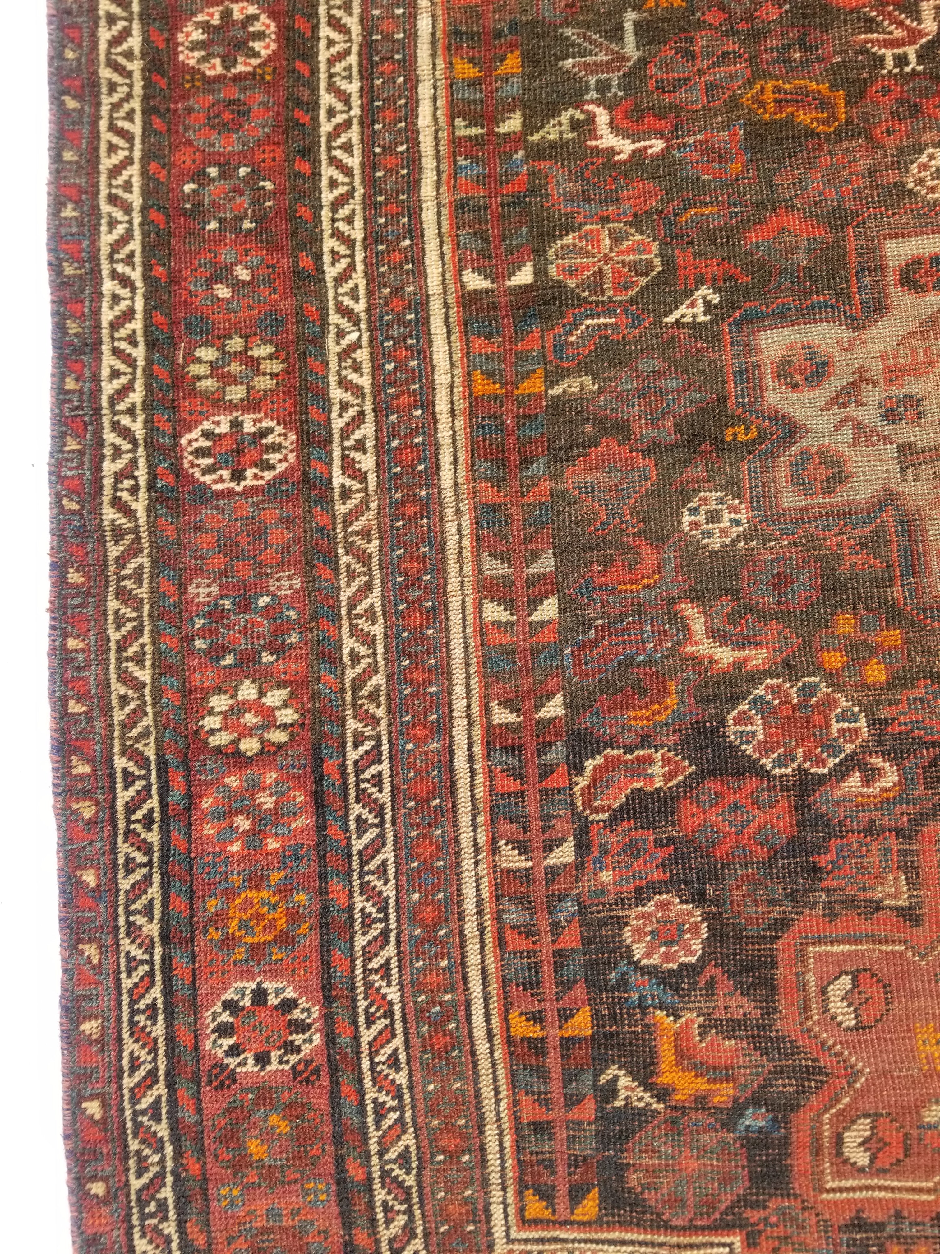 Distressed Antique Traditional Handmade Zanjan Wool Multicolor Rug 174x131cm