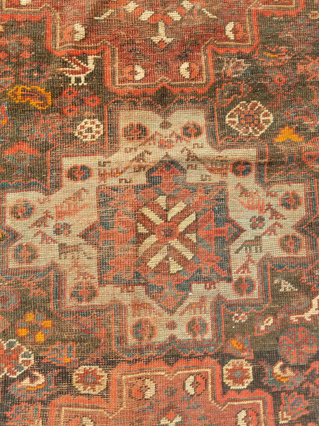 Distressed Antique Traditional Handmade Zanjan Wool Multicolor Rug 174x131cm