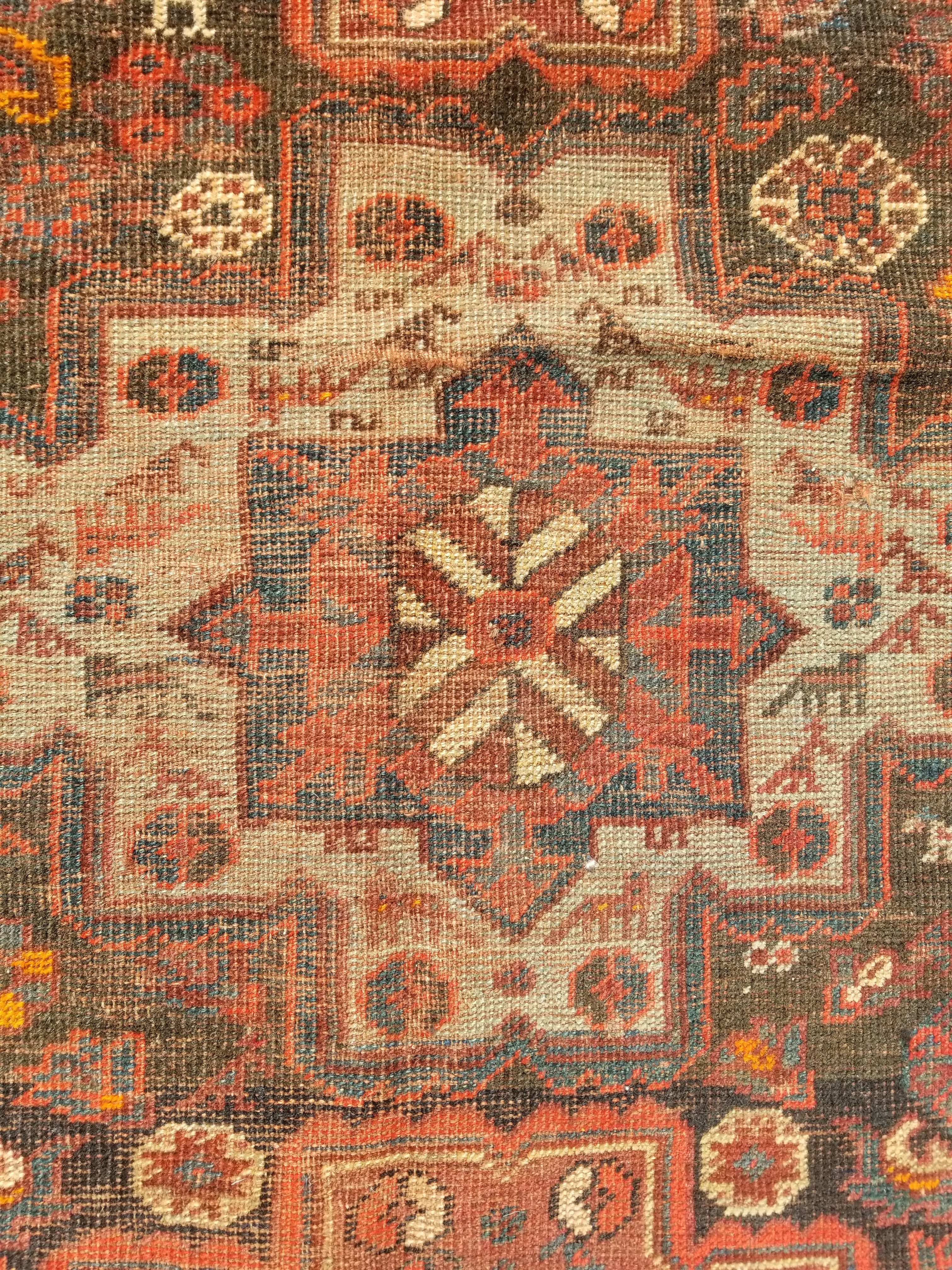 Distressed Antique Traditional Handmade Zanjan Wool Multicolor Rug 174x131cm