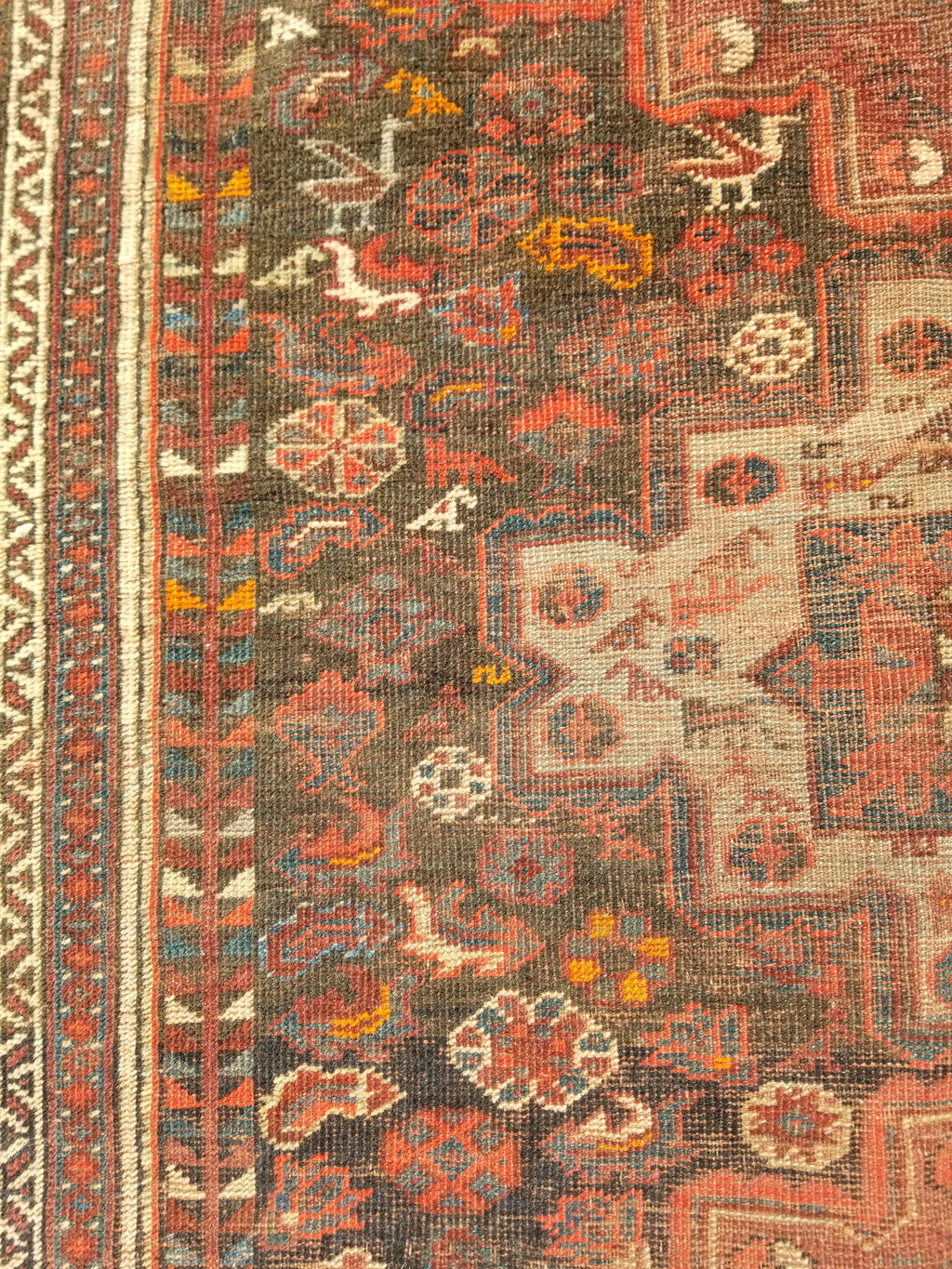 Distressed Antique Traditional Handmade Zanjan Wool Multicolor Rug 174x131cm