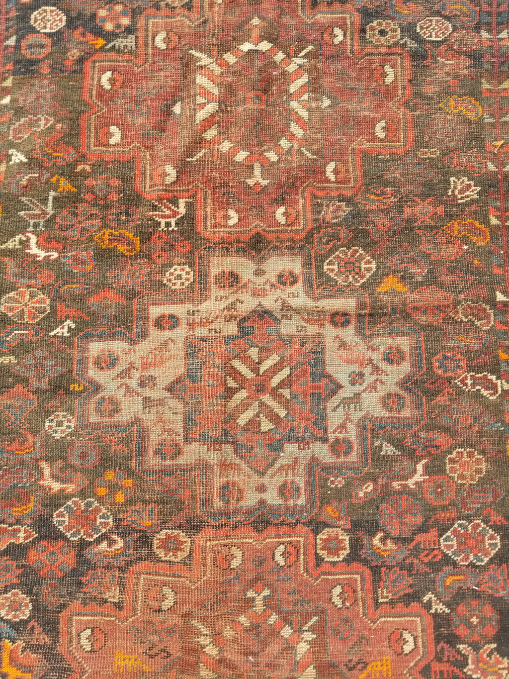 Distressed Antique Traditional Handmade Zanjan Wool Multicolor Rug 174x131cm