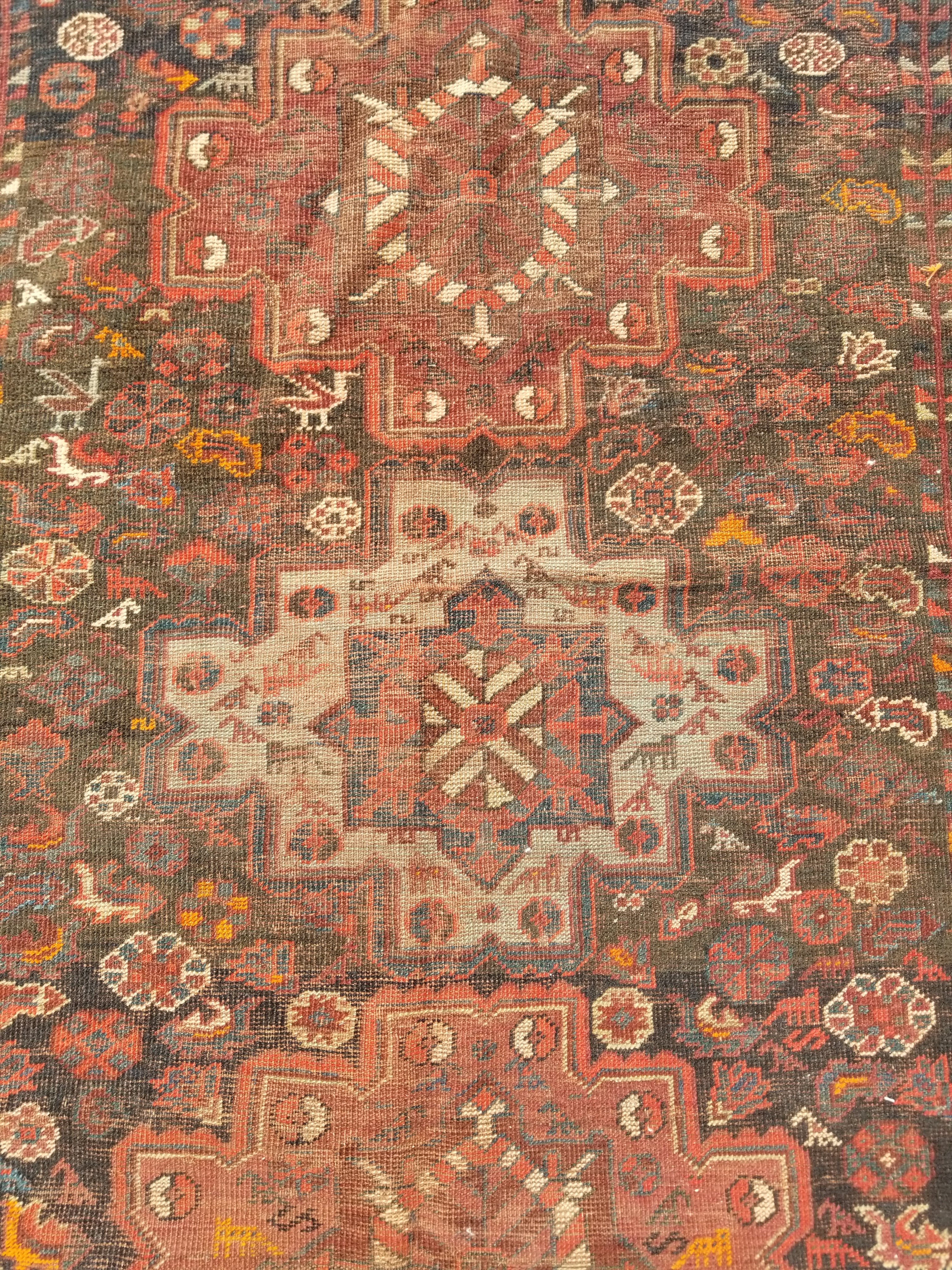 Distressed Antique Traditional Handmade Zanjan Wool Multicolor Rug 174x131cm