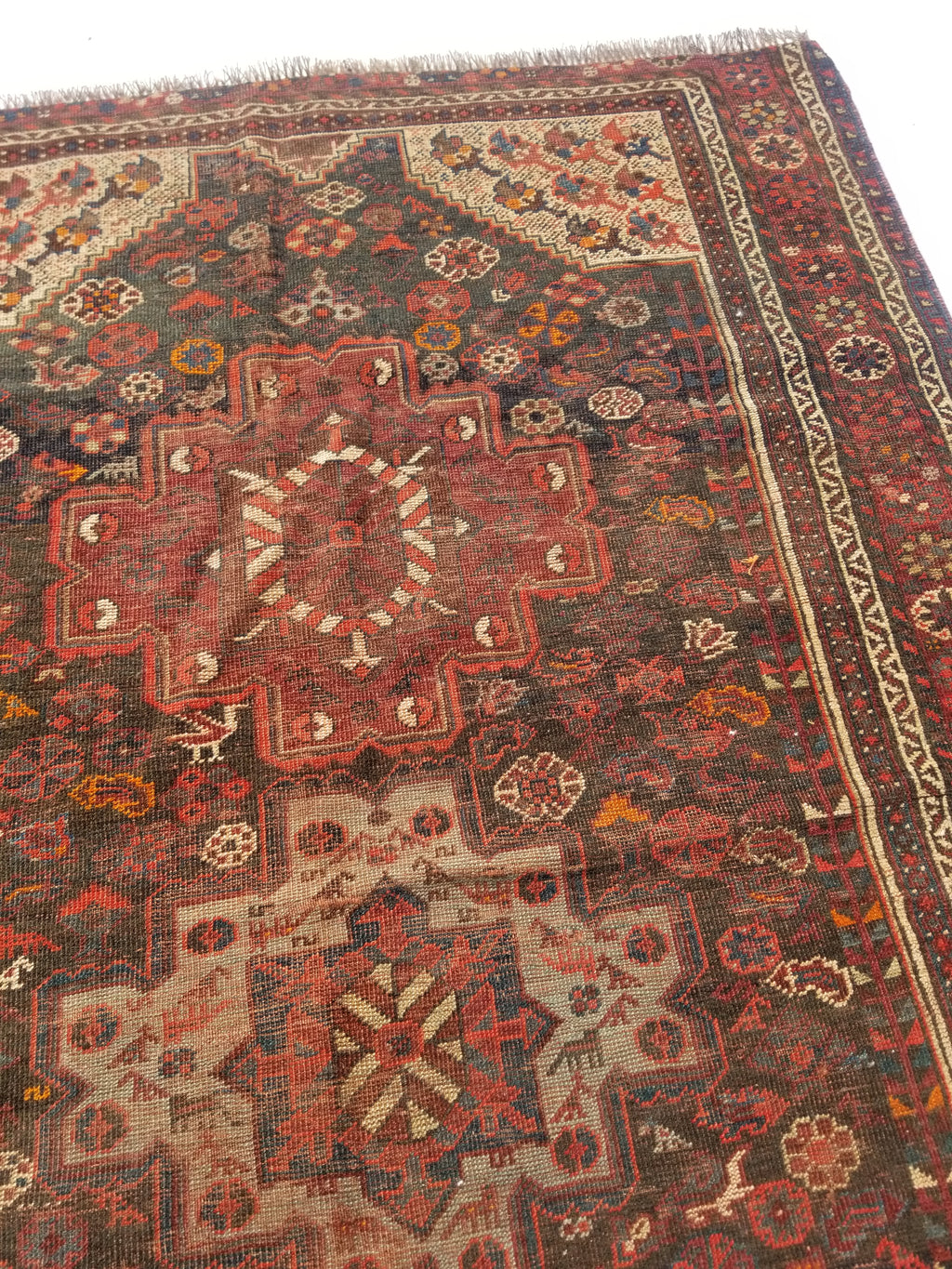 Distressed Antique Traditional Handmade Zanjan Wool Multicolor Rug 174x131cm