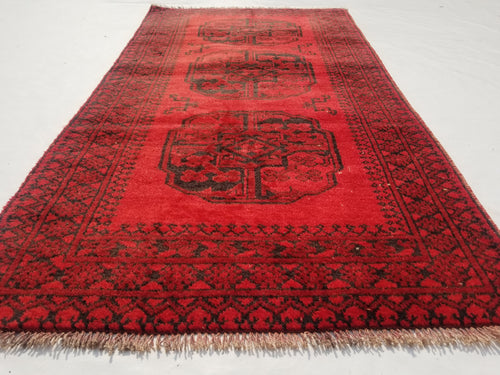 Antique Traditional Handmade Afghan Wool Multicolor Rug 187x101cm