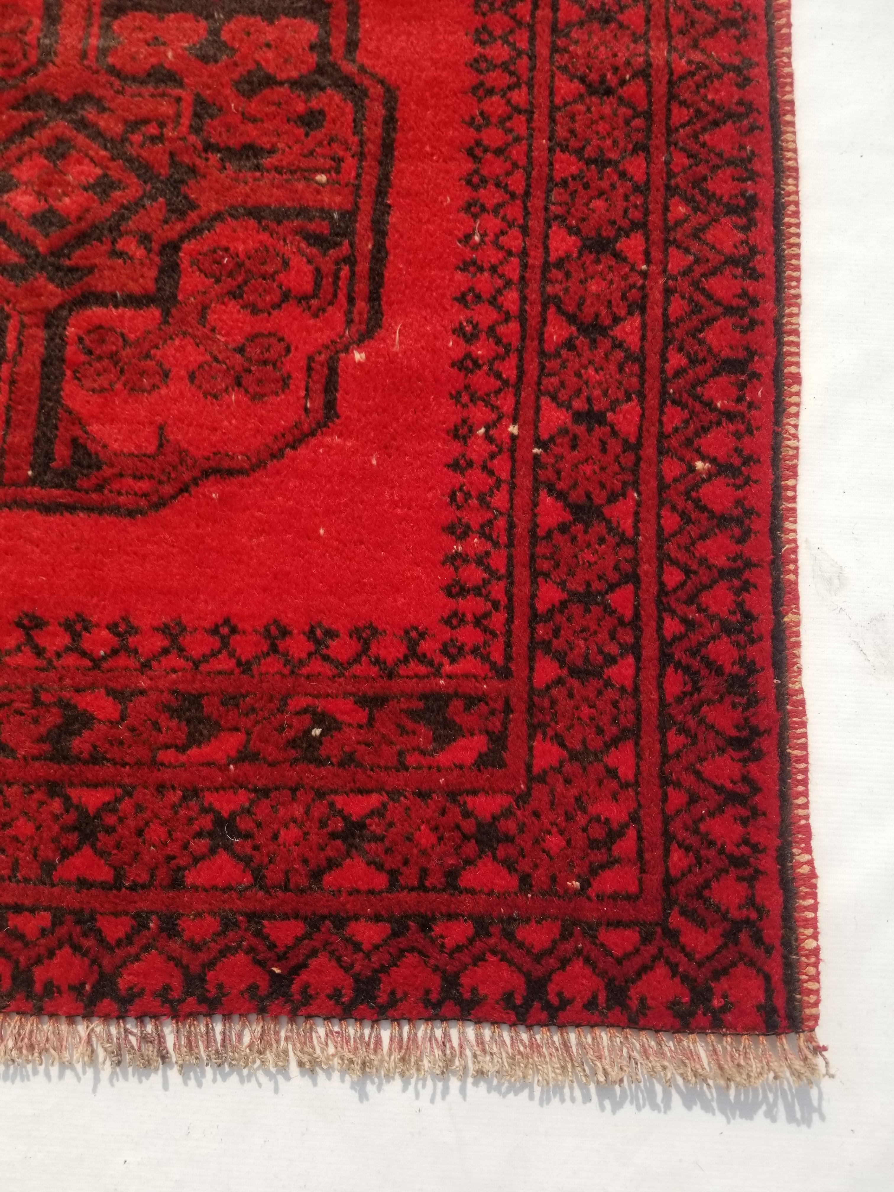 Antique Traditional Handmade Afghan Wool Multicolor Rug 187x101cm