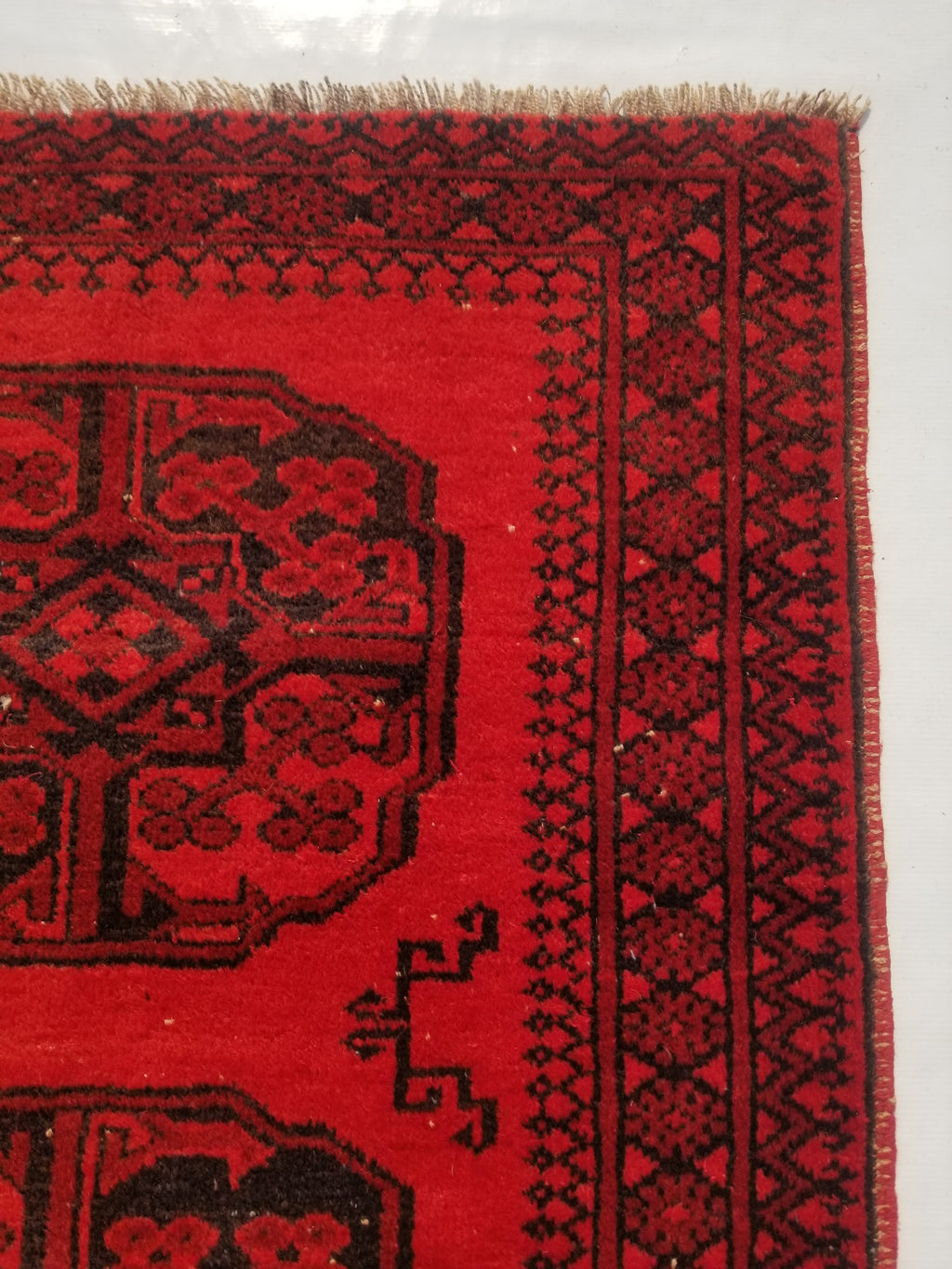Antique Traditional Handmade Afghan Wool Multicolor Rug 187x101cm