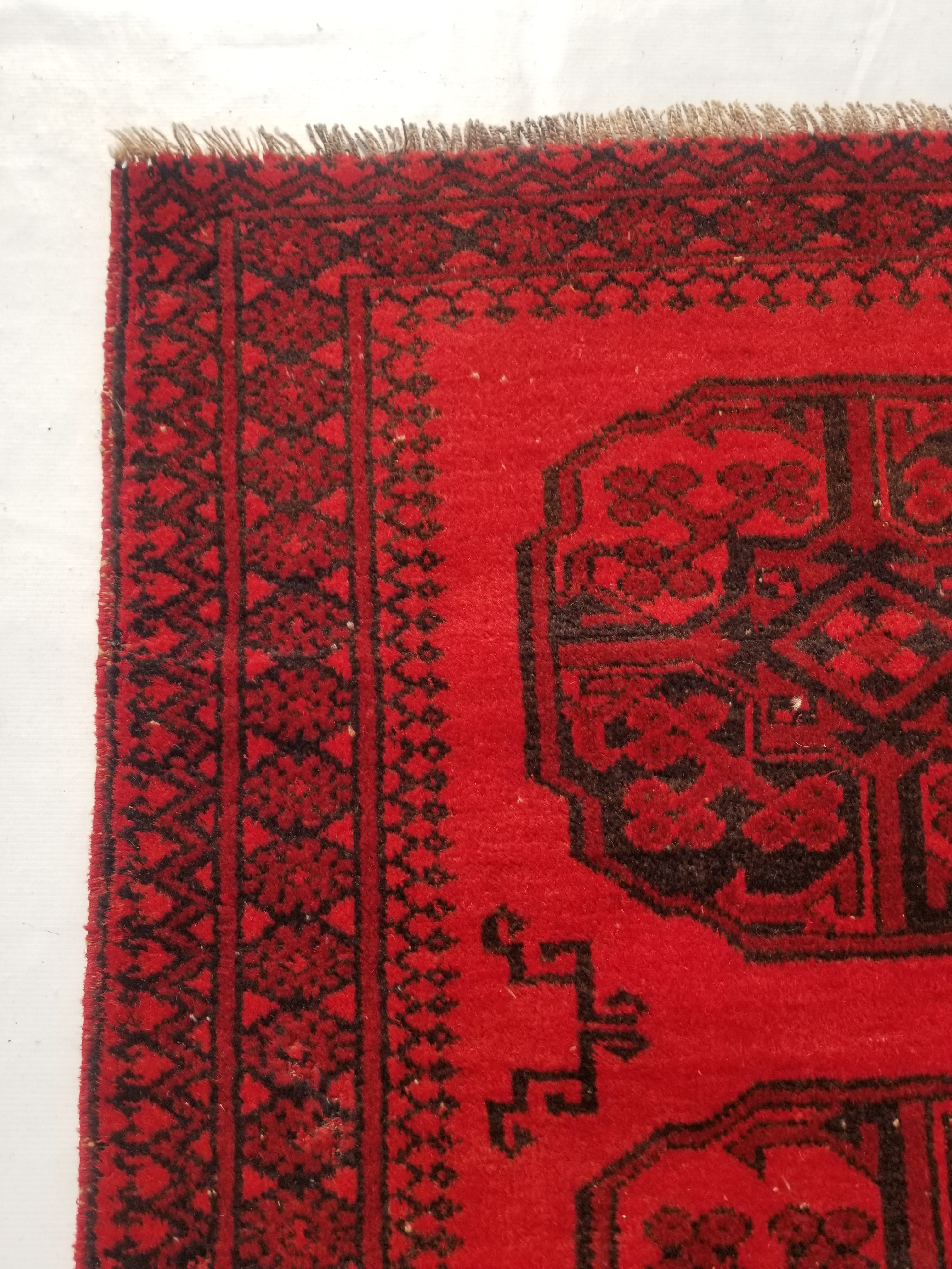 Antique Traditional Handmade Afghan Wool Multicolor Rug 187x101cm