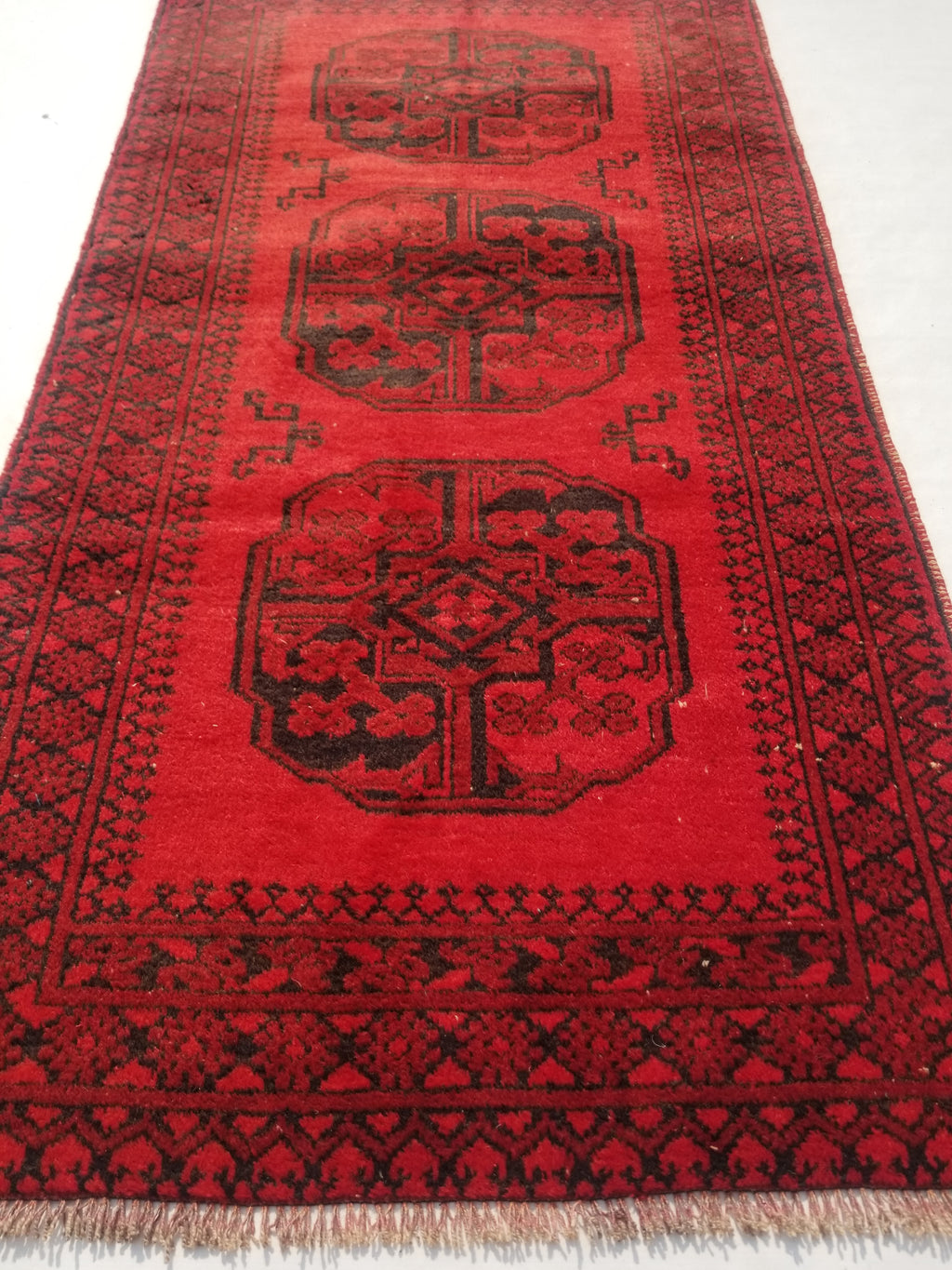 Antique Traditional Handmade Afghan Wool Multicolor Rug 187x101cm