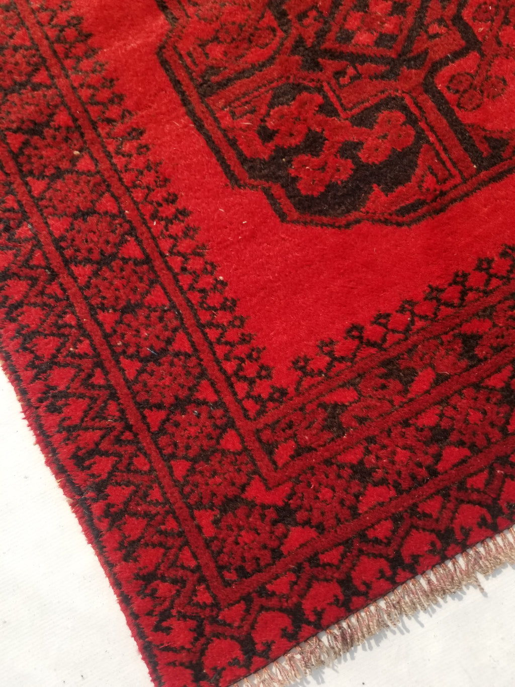 Antique Traditional Handmade Afghan Wool Multicolor Rug 187x101cm