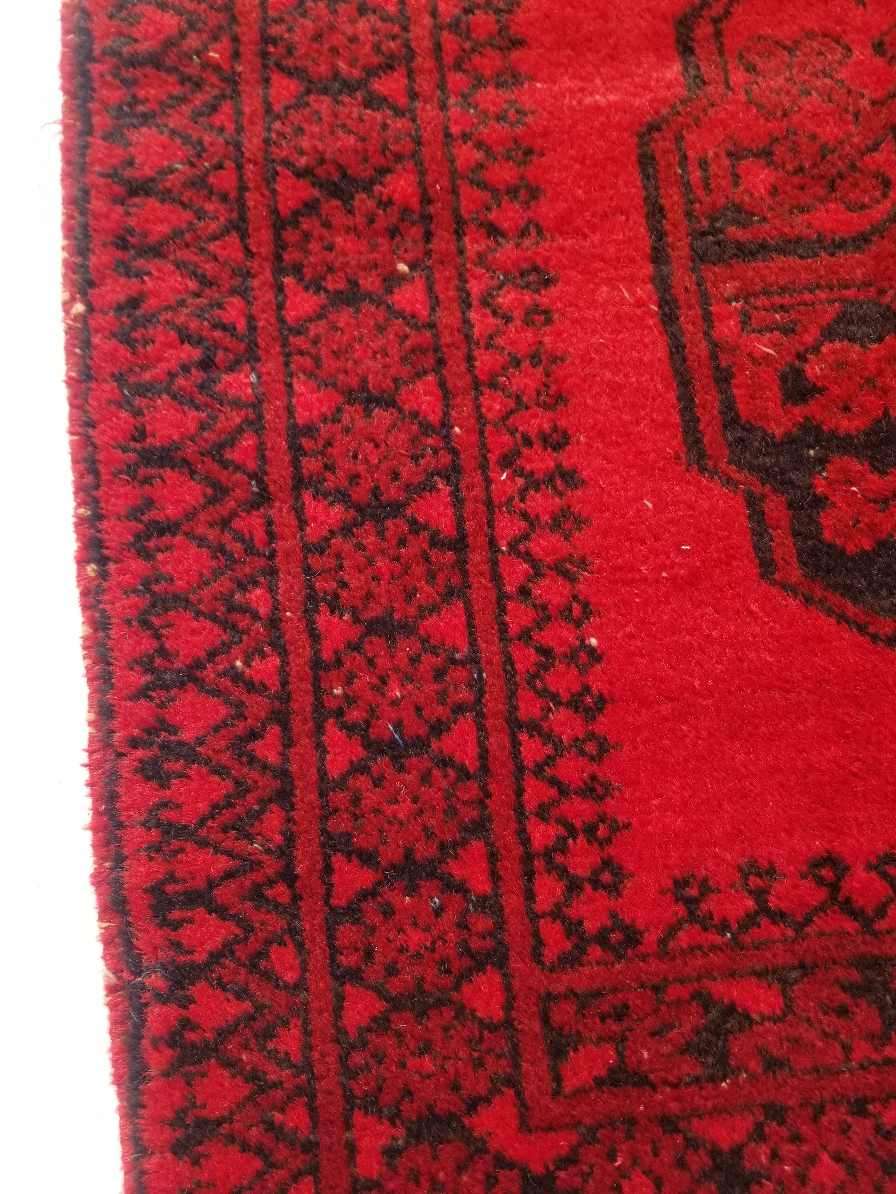 Antique Traditional Handmade Afghan Wool Multicolor Rug 187x101cm