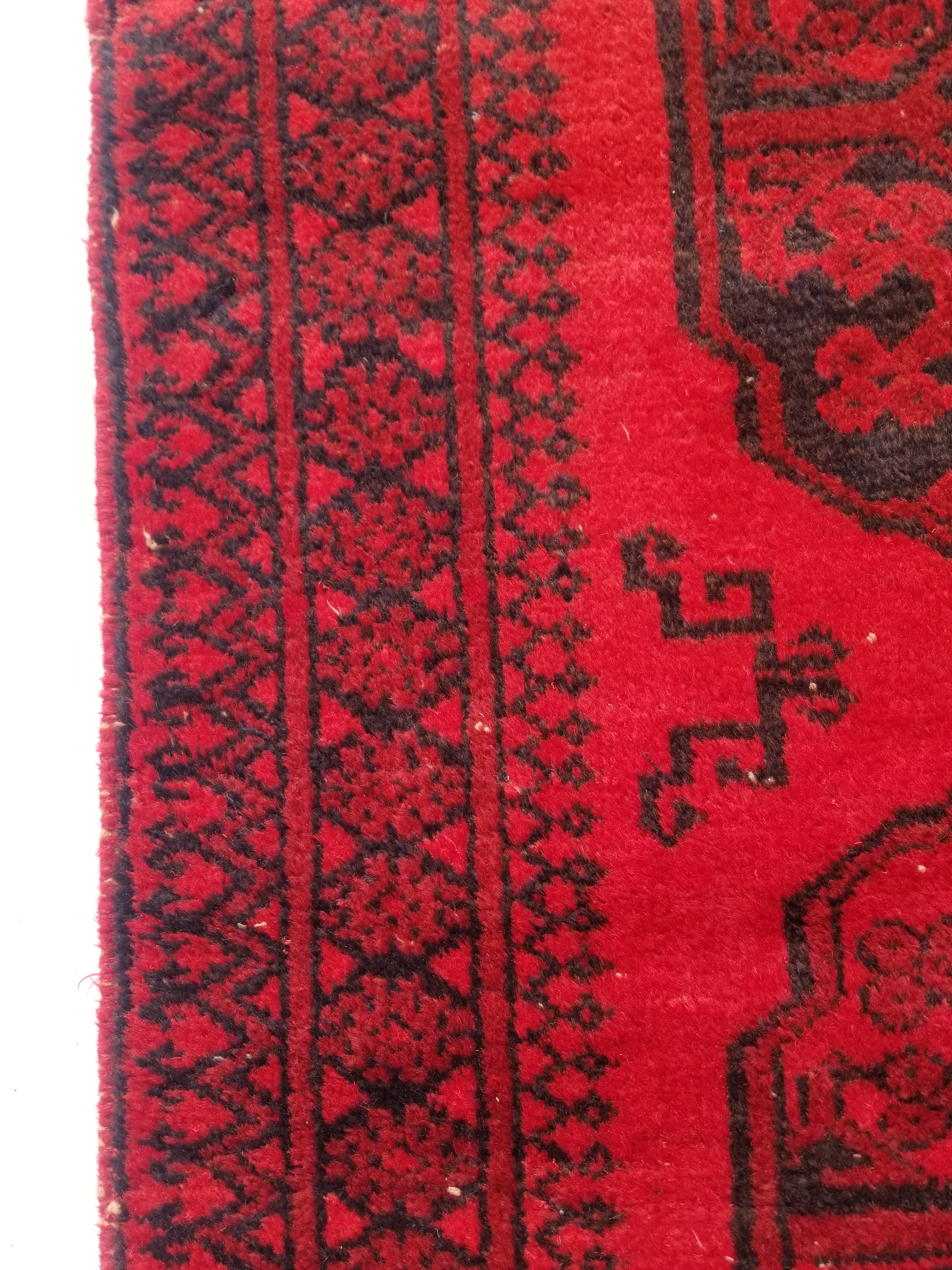 Antique Traditional Handmade Afghan Wool Multicolor Rug 187x101cm
