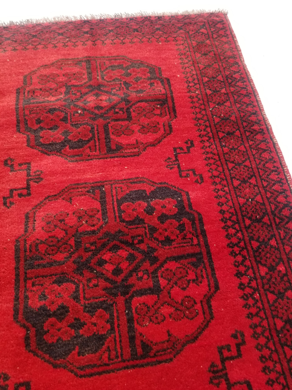 Antique Traditional Handmade Afghan Wool Multicolor Rug 187x101cm