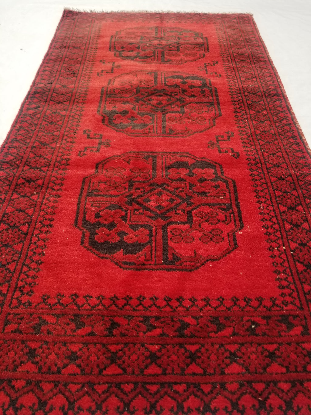 Antique Traditional Handmade Afghan Wool Multicolor Rug 187x101cm