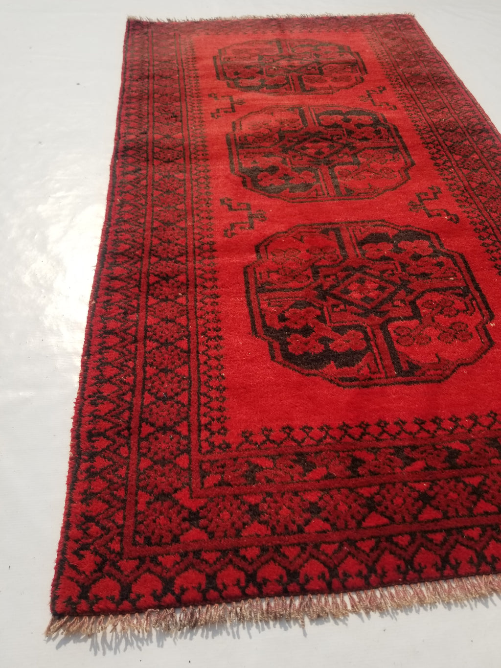 Antique Traditional Handmade Afghan Wool Multicolor Rug 187x101cm