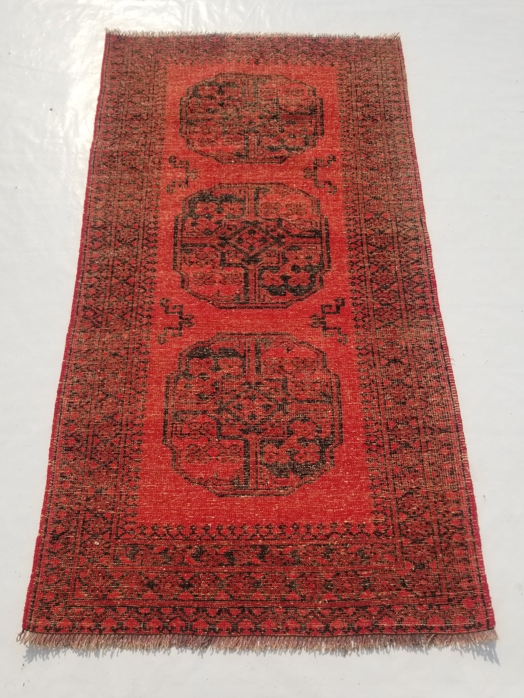 Antique Traditional Handmade Afghan Wool Multicolor Rug 187x101cm