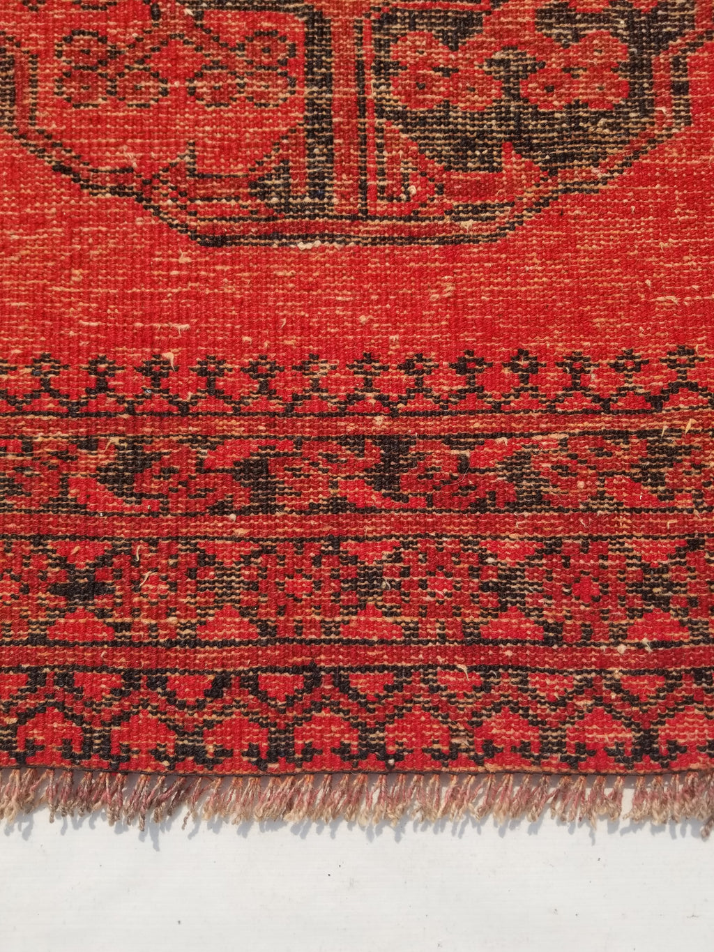 Antique Traditional Handmade Afghan Wool Multicolor Rug 187x101cm