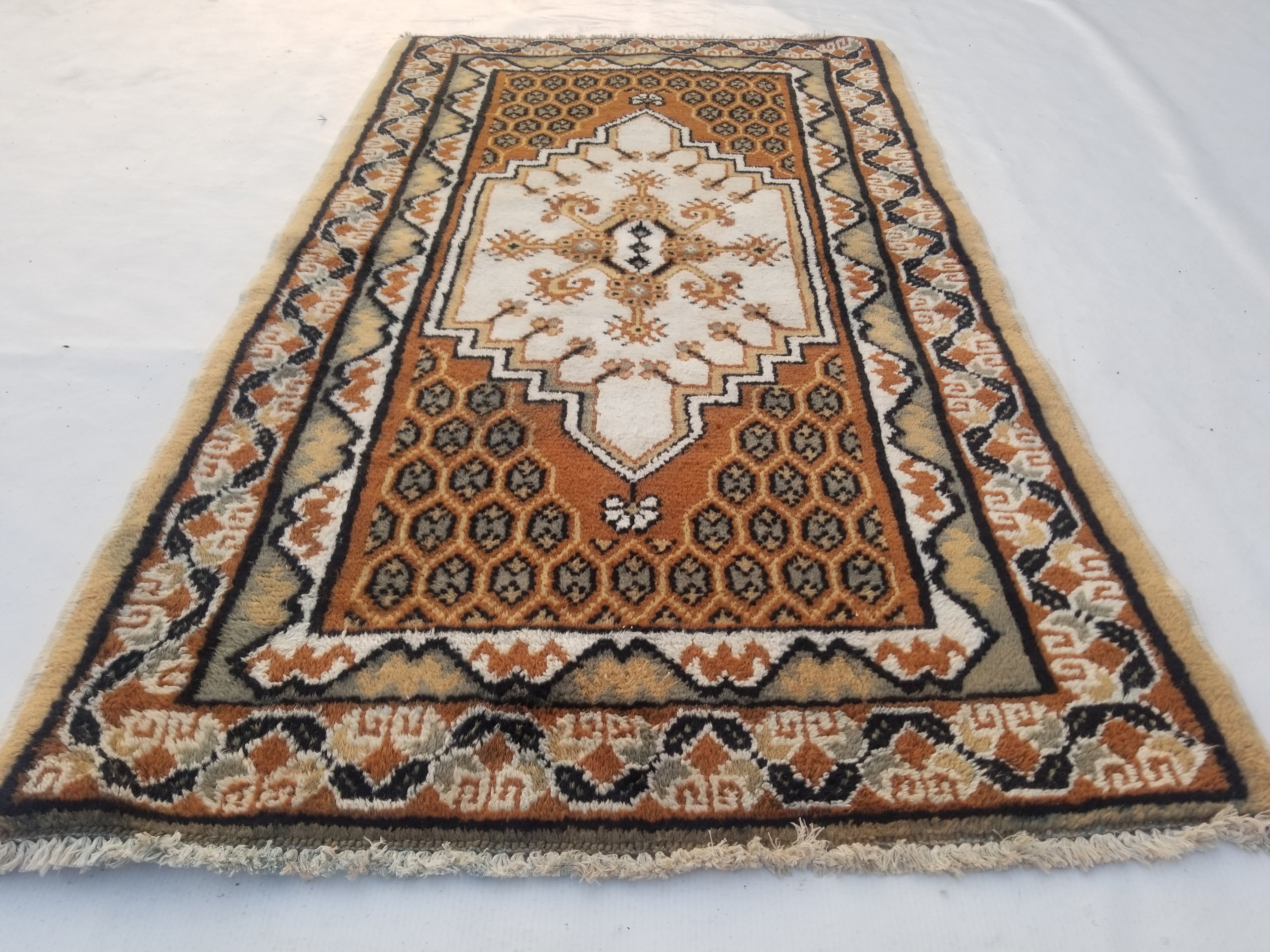 Vintage Traditional Handmade Tunisian Tribal Wool Multicolor Rug 143x80cm