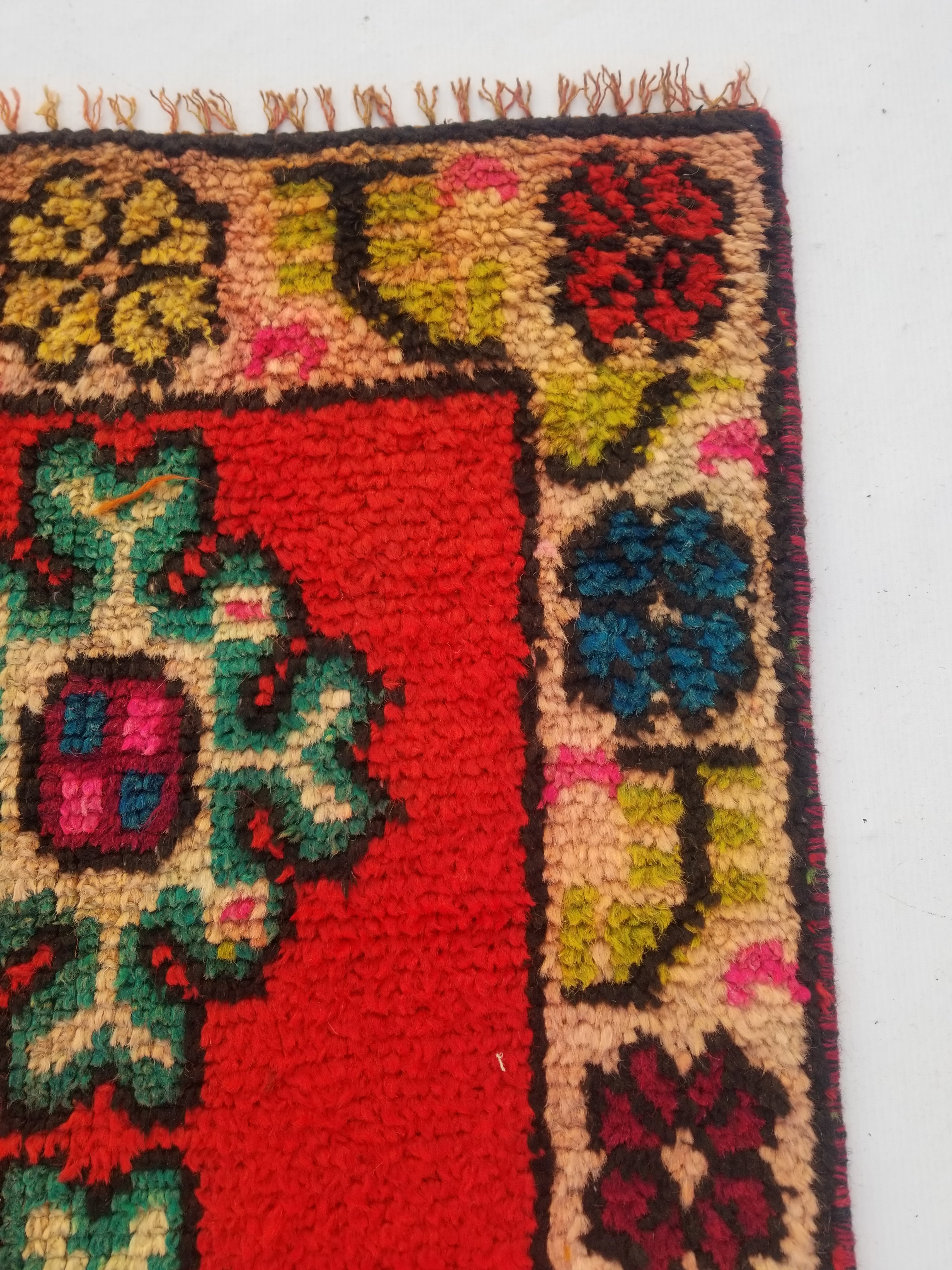 Vintage Traditional Handmade Turkish Wool Multicolor Rug 129x67cm