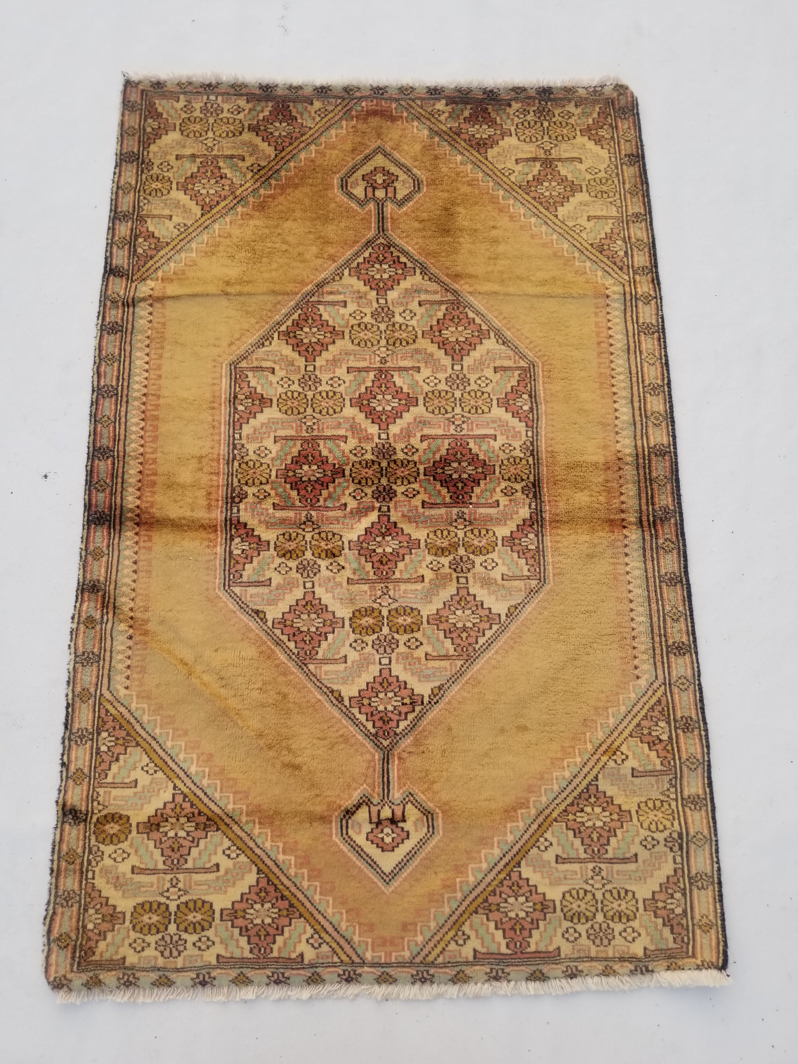 Distressed Antique Traditional Handmade Turkish Wool Multicolor Rug 120x77cm