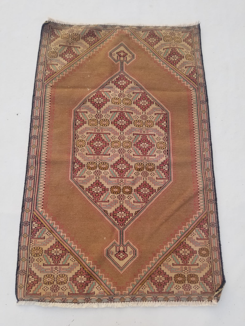 Distressed Antique Traditional Handmade Turkish Wool Multicolor Rug 120x77cm