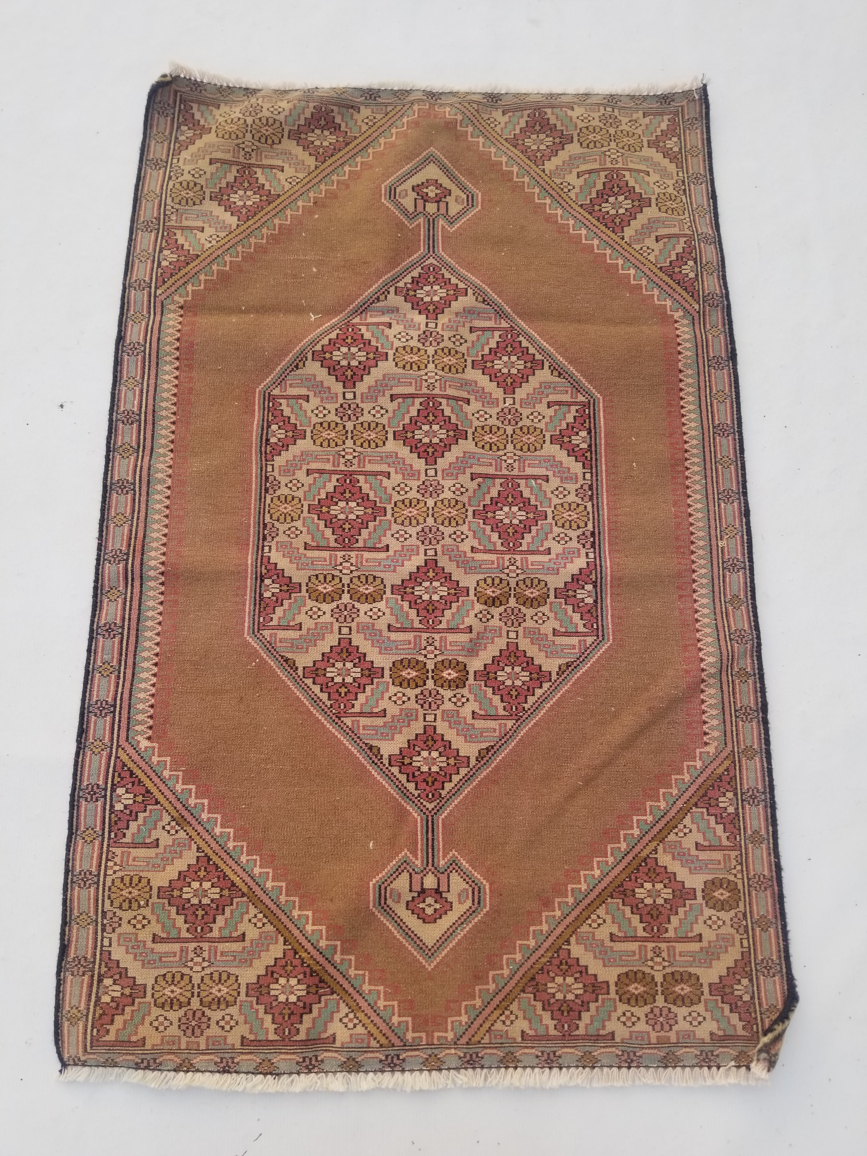 Distressed Antique Traditional Handmade Turkish Wool Multicolor Rug 120x77cm