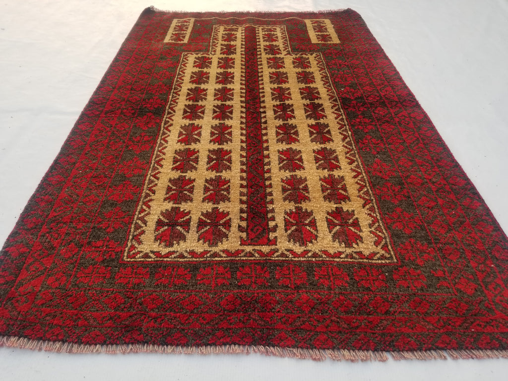 Antique Traditional Handmade Afghan Wool Multicolor Prayer Rug 148x92cm