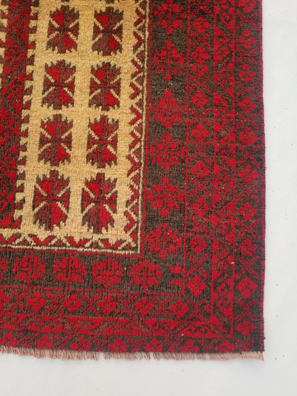 Antique Traditional Handmade Afghan Wool Multicolor Prayer Rug 148x92cm