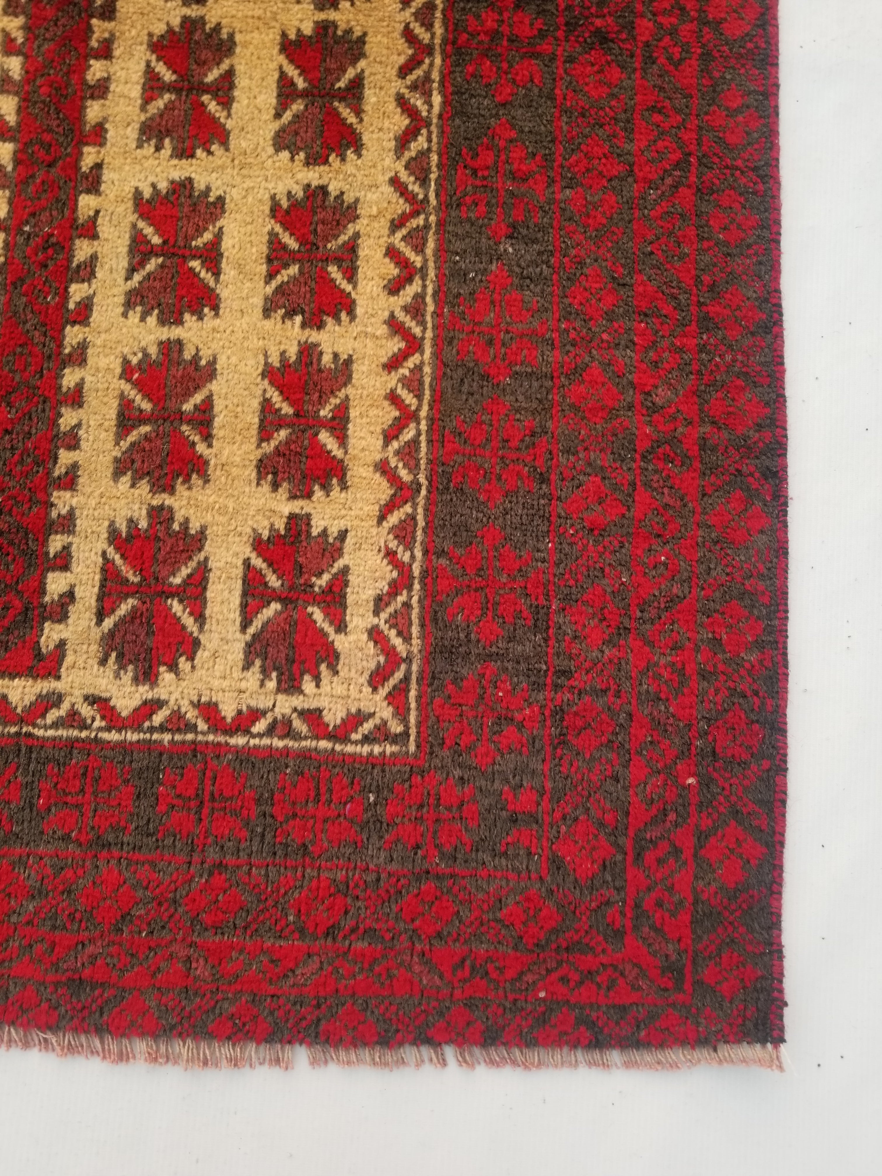 Antique Traditional Handmade Afghan Wool Multicolor Prayer Rug 148x92cm