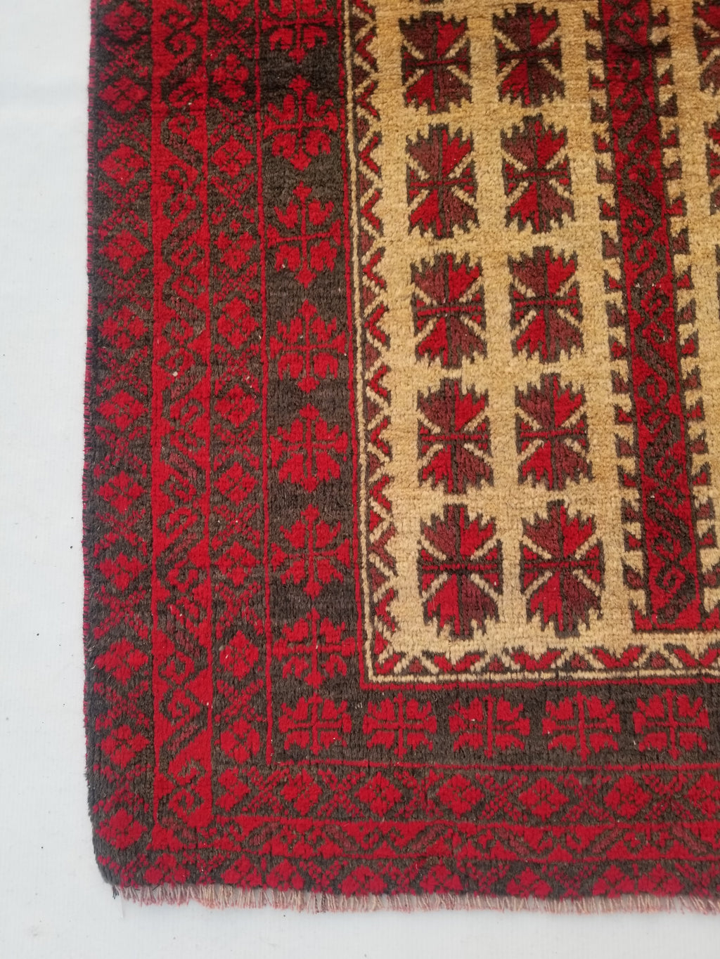 Antique Traditional Handmade Afghan Wool Multicolor Prayer Rug 148x92cm