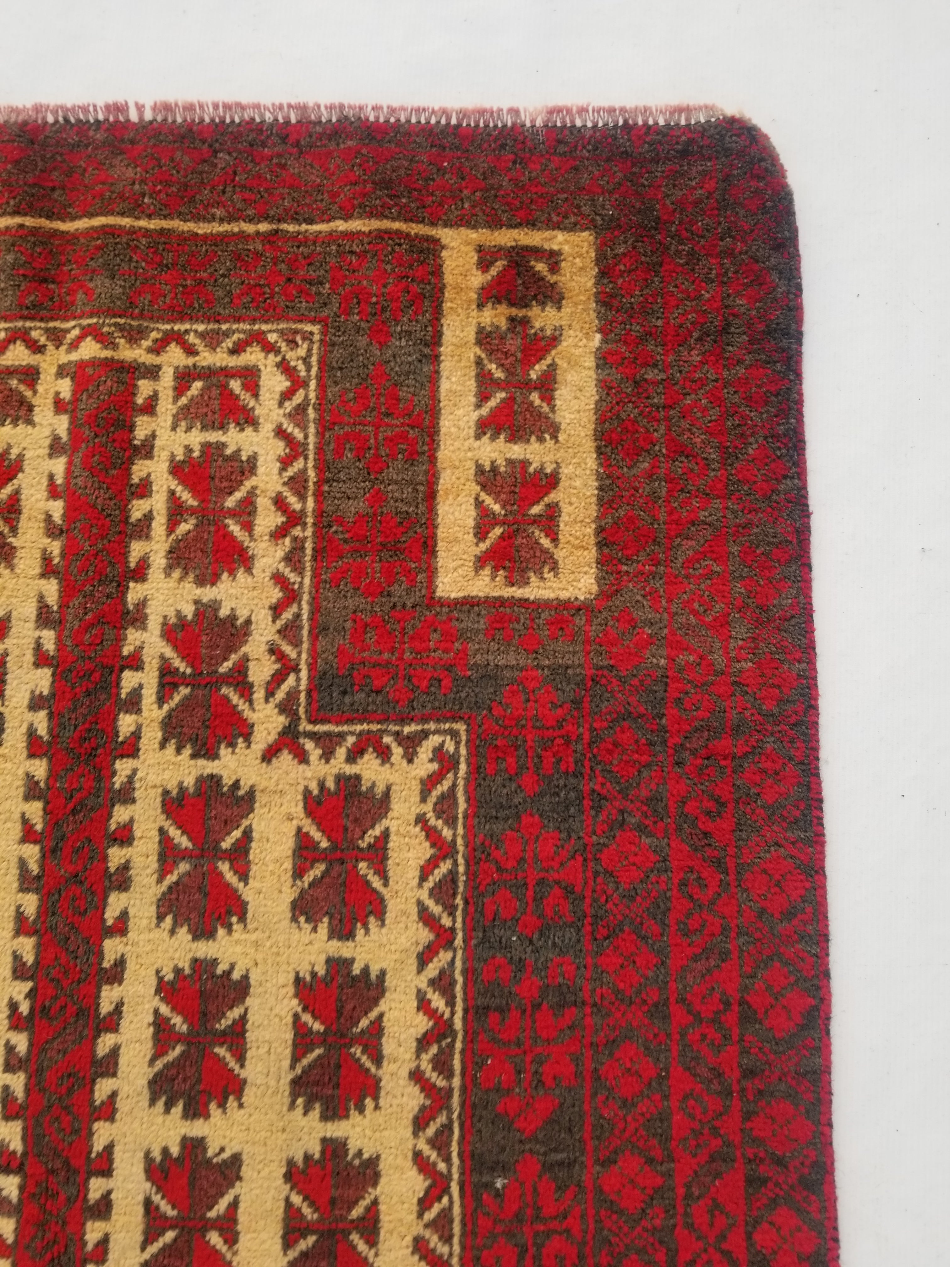 Antique Traditional Handmade Afghan Wool Multicolor Prayer Rug 148x92cm