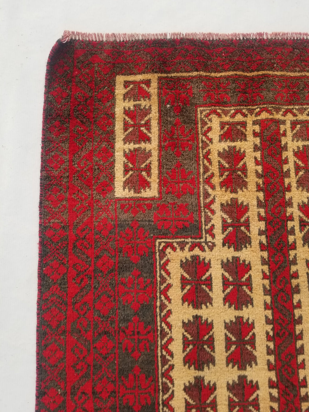 Antique Traditional Handmade Afghan Wool Multicolor Prayer Rug 148x92cm