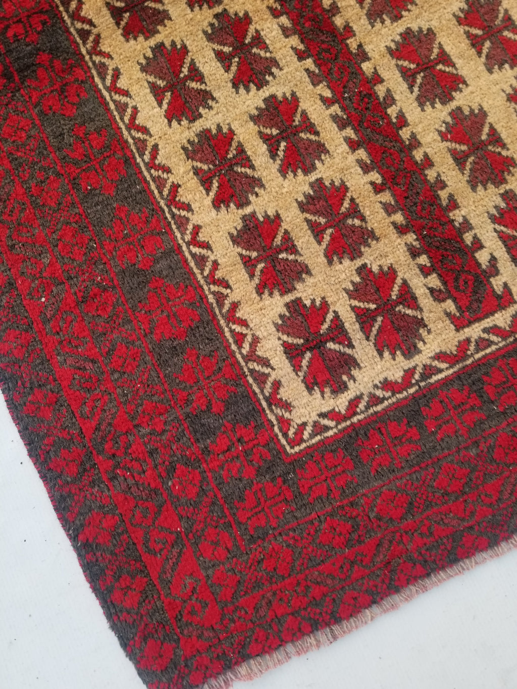 Antique Traditional Handmade Afghan Wool Multicolor Prayer Rug 148x92cm